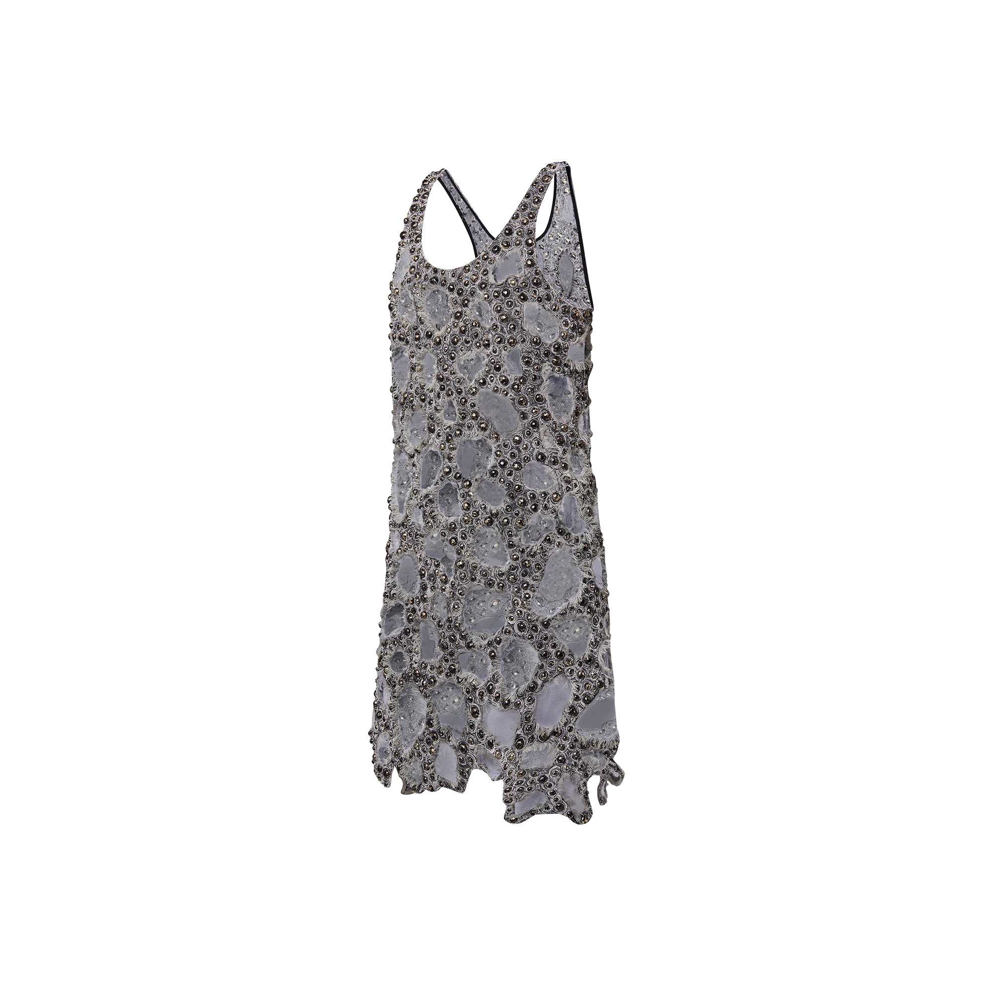 Sheer Detail Beaded Mini Tank Dress - 2