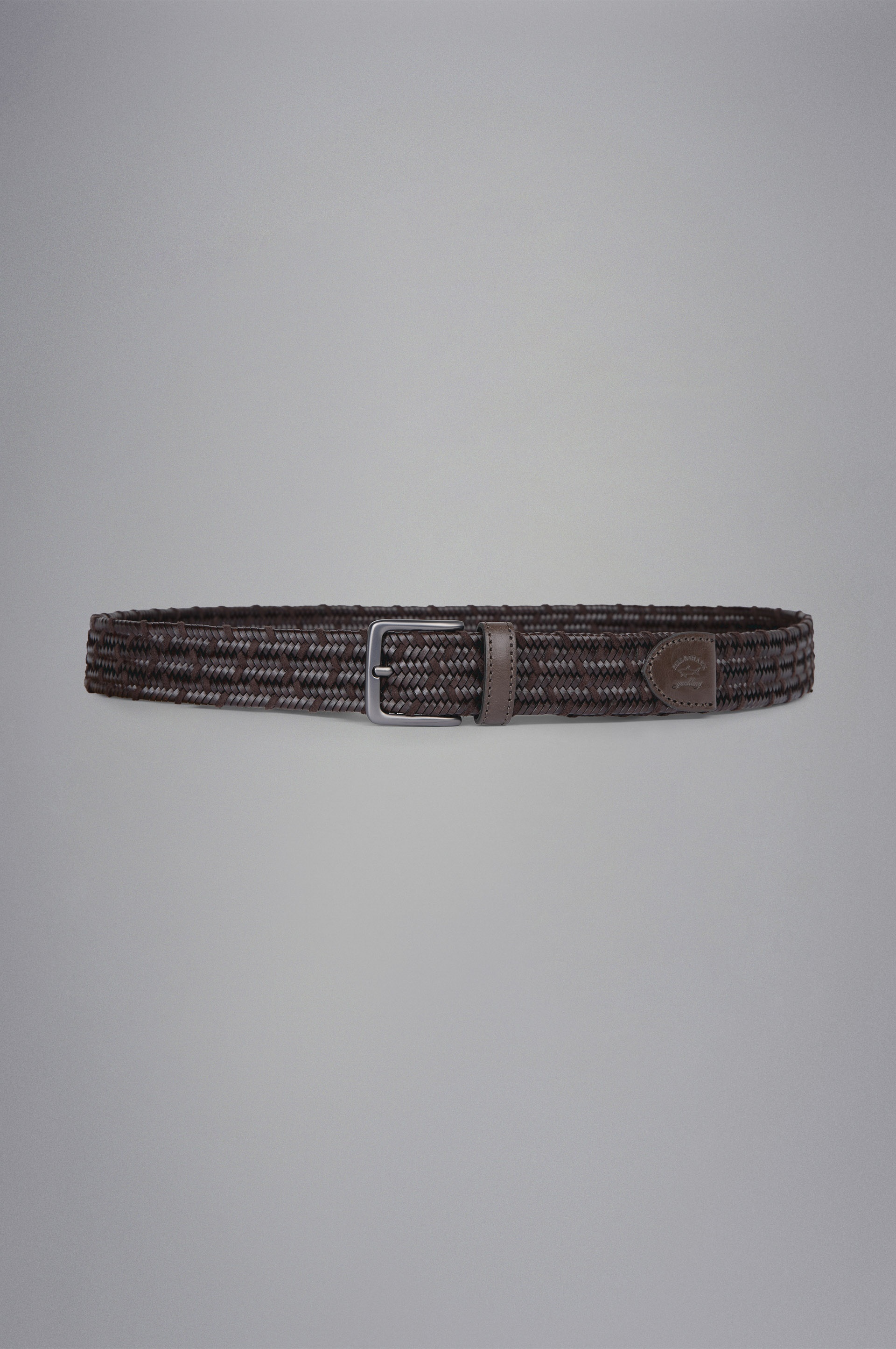 LEATHER TRIMMED WOVEN ELASTIC BELT - 1