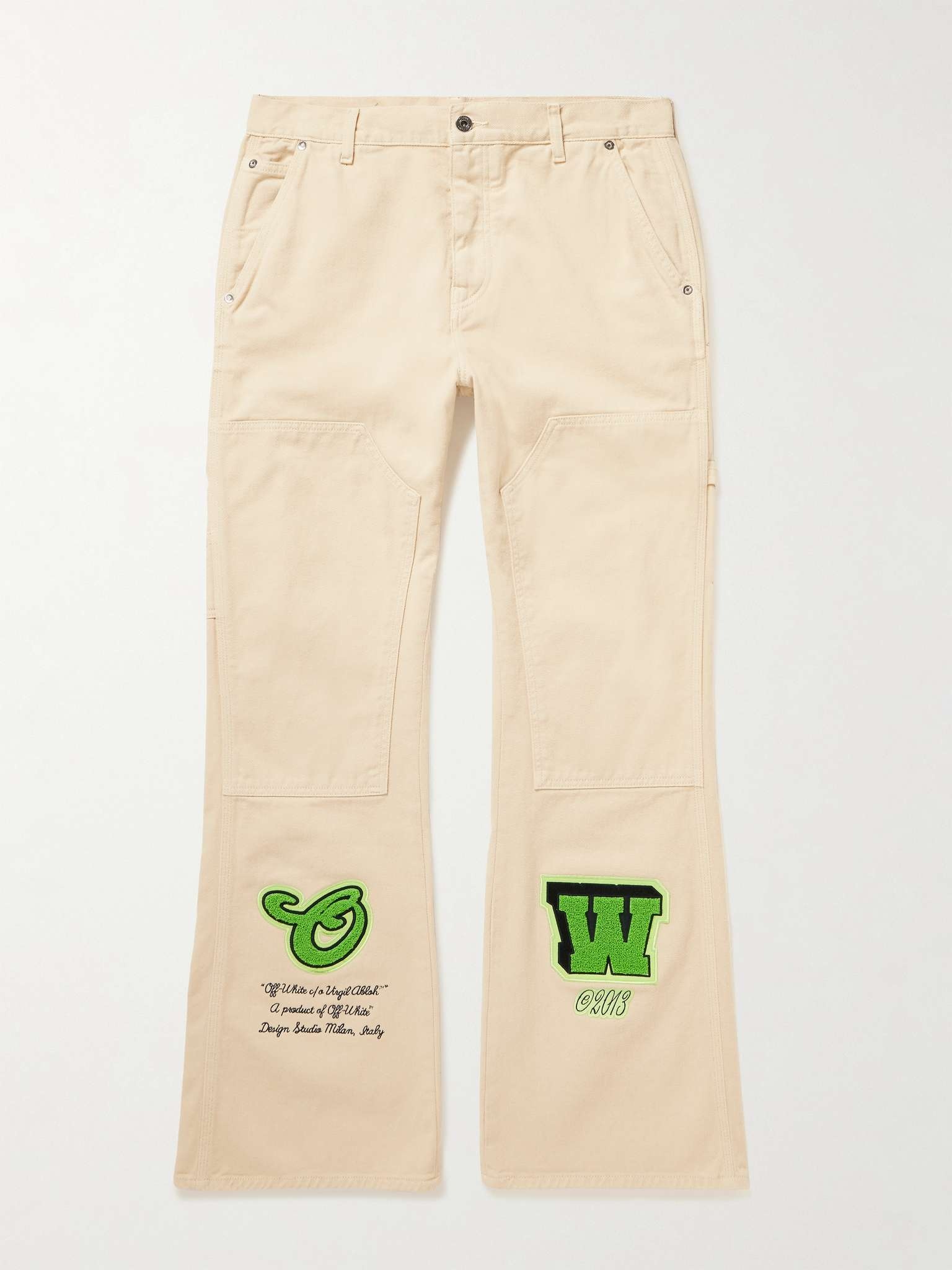 Straight-Leg Appliquéd Cotton-Canvas Trousers - 1