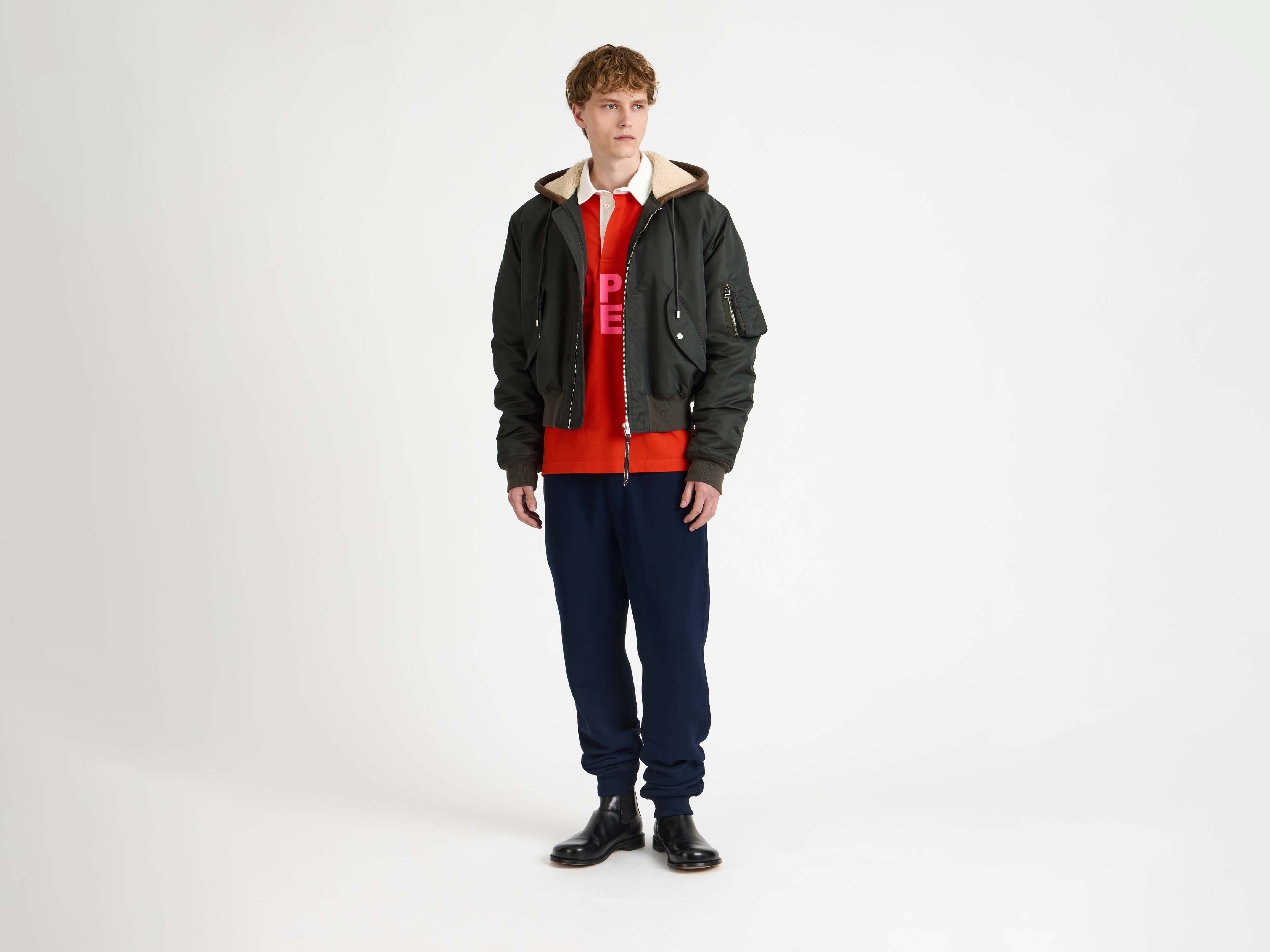 HOODED BOMBER JACKET IN DARK KHAKI - 2