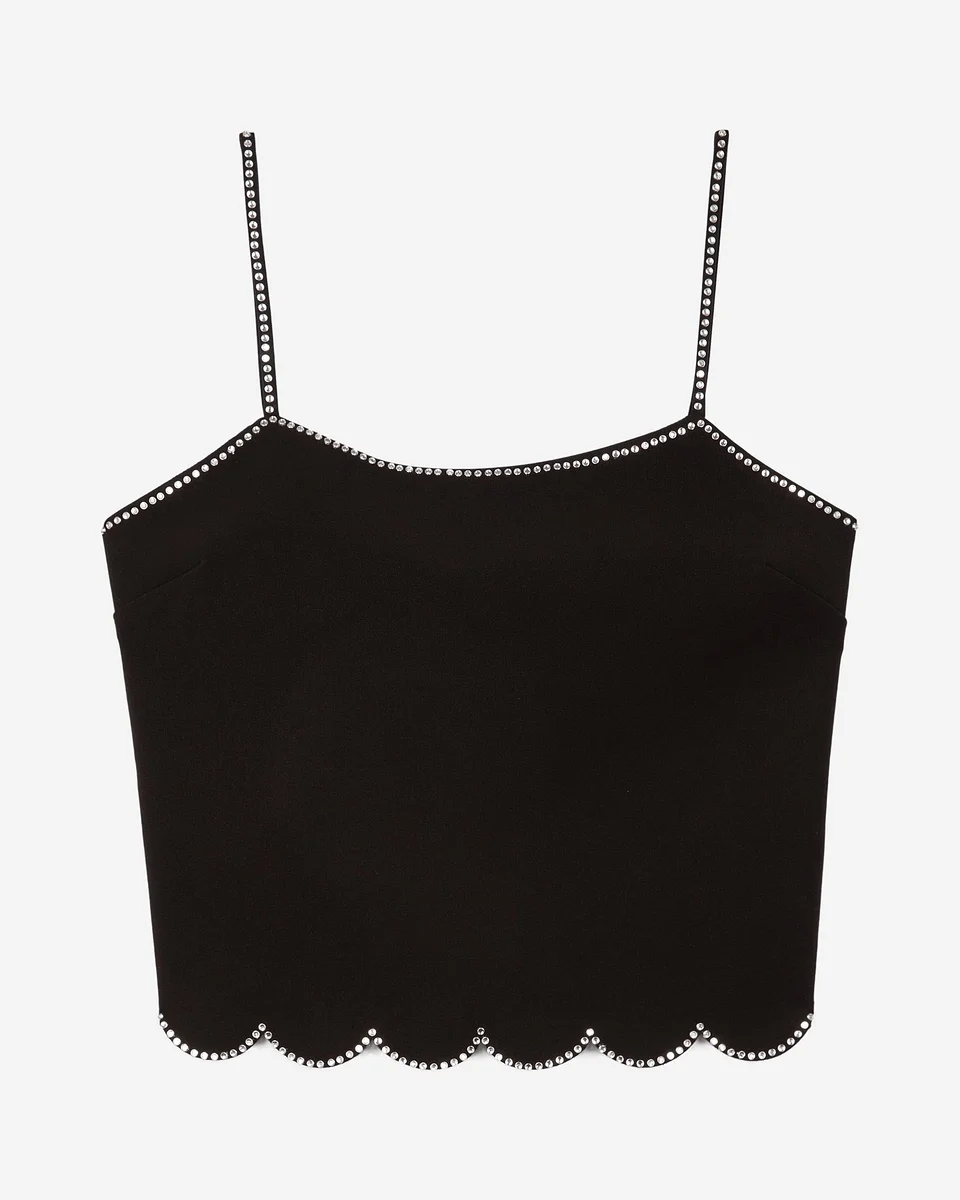 BLACK RHINESTONE TOP - 1