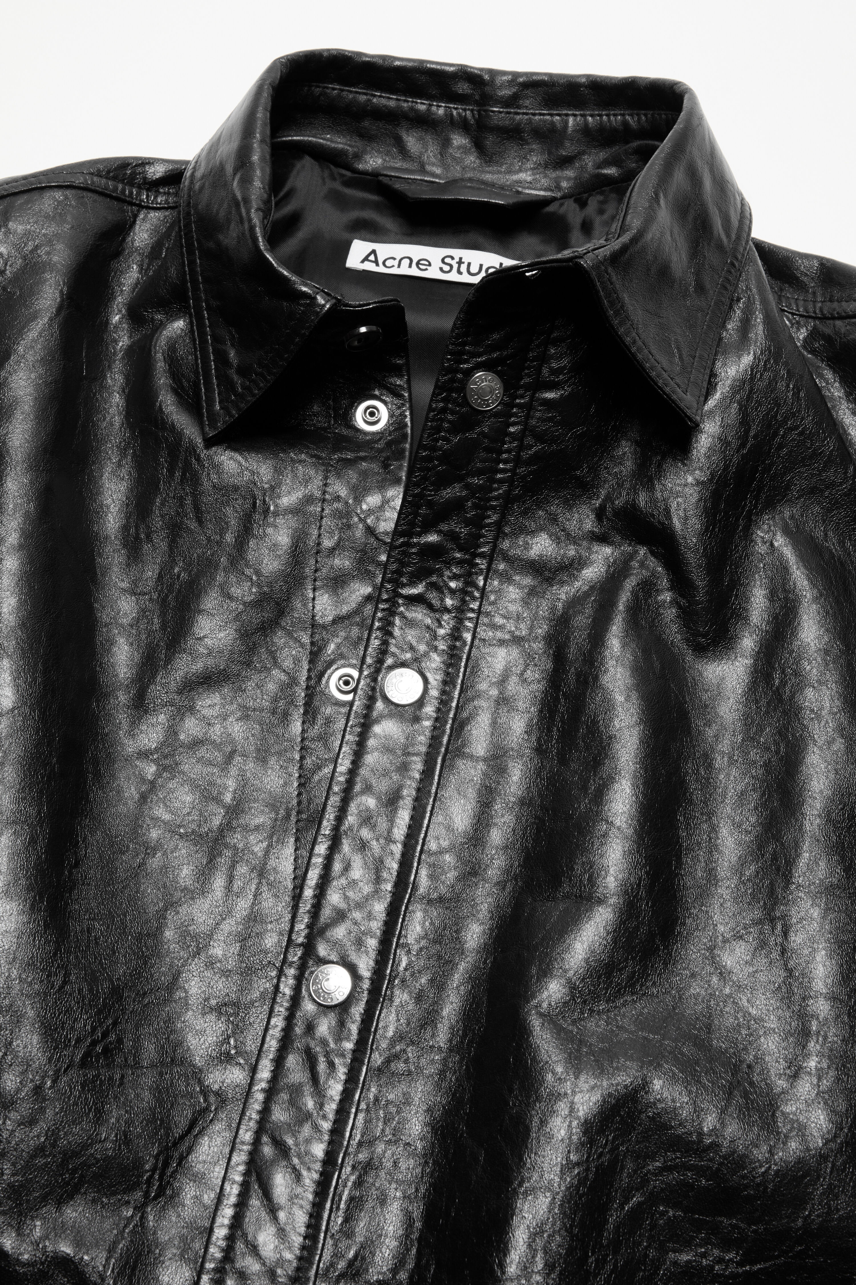 Leather shirt jacket - Black - 6