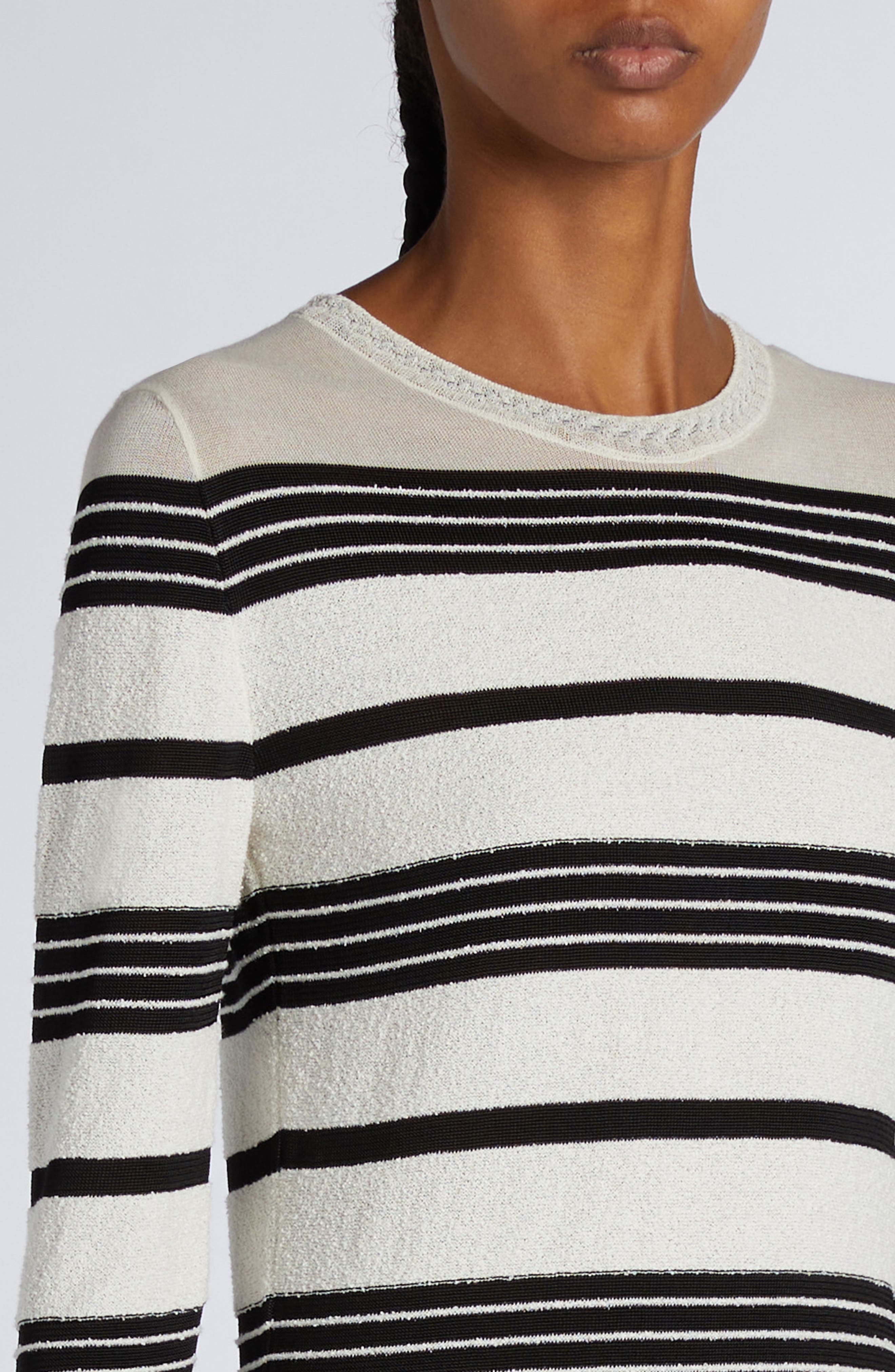 Moncler MIxed Stripe Long Sleeve Sweater Dress in Black/White at Nordstrom - 4