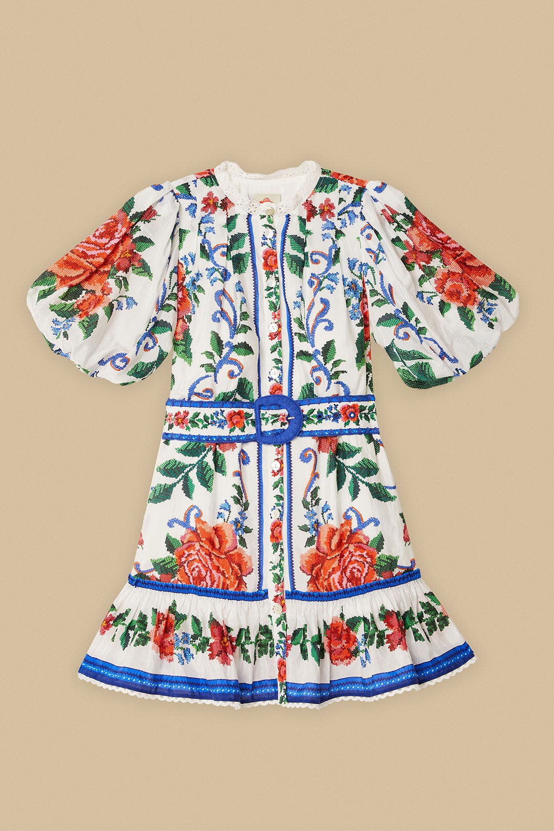 Off-White Flower Tapestry Mini Dress - 5