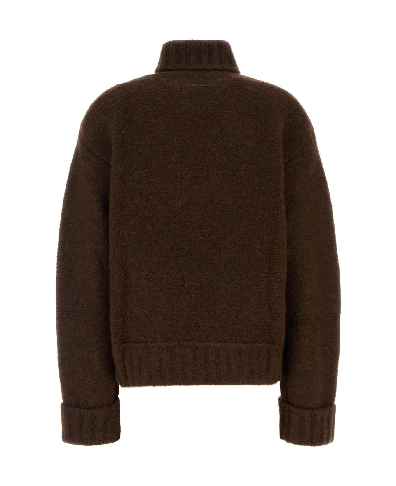 Brown Stretch Alpaca Blend Sweater - 2