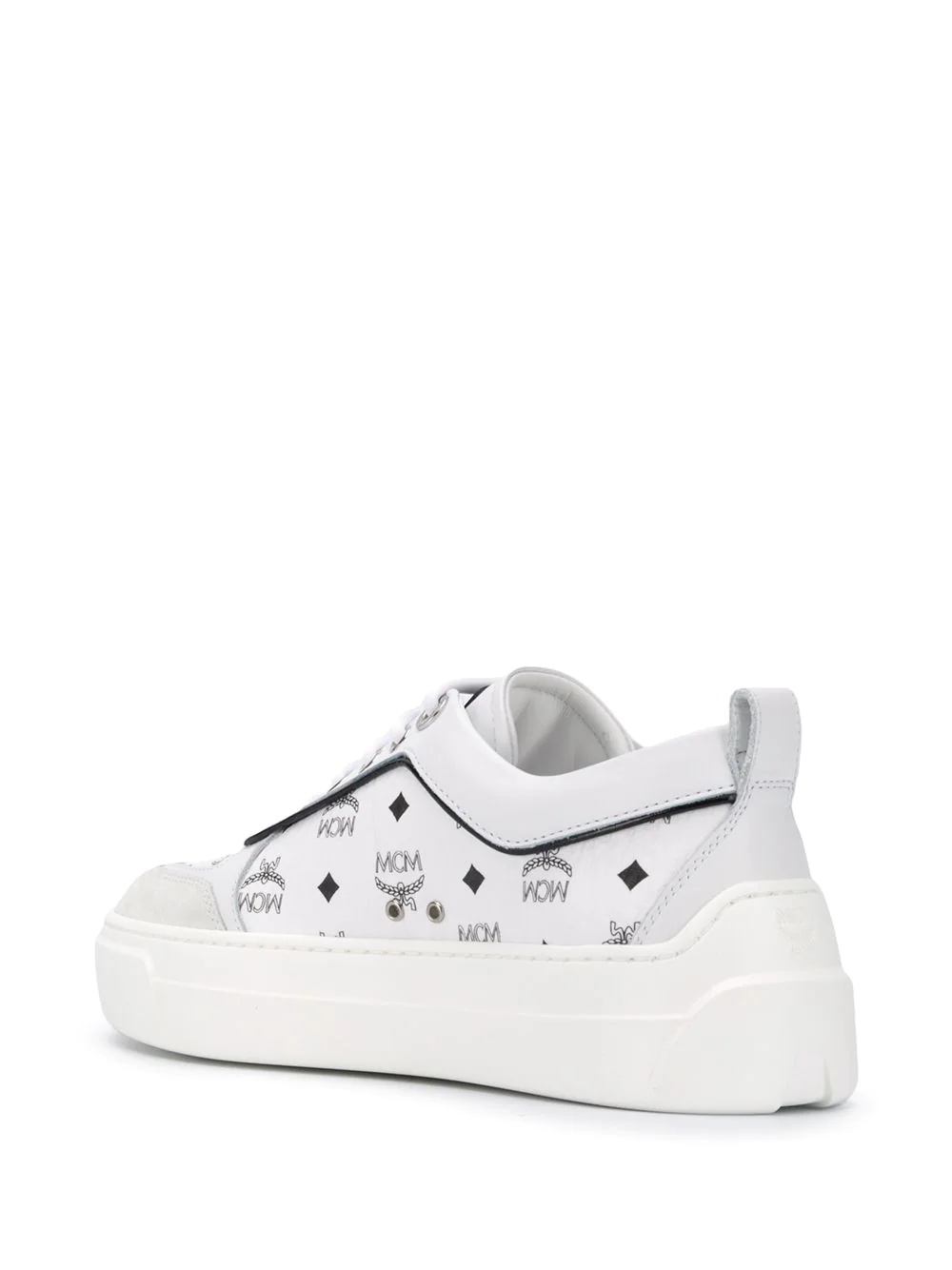 logo-print leather sneakers - 3