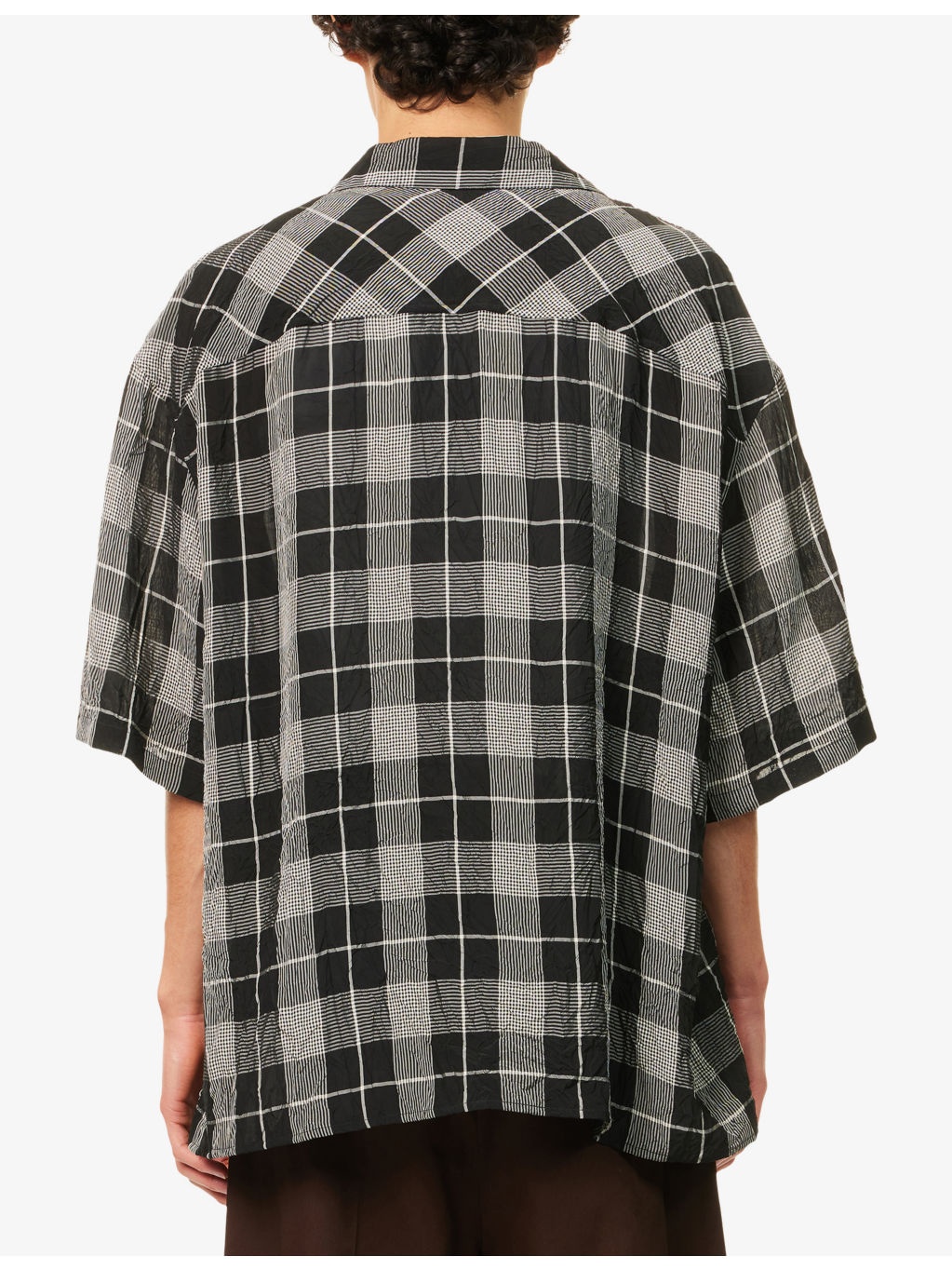 Check-Print Short-Sleeves Woven Shirt - 4