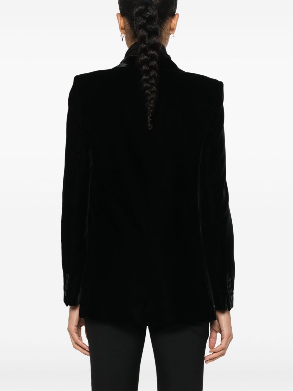 single-breasted velvet tuxedo jacket - 4