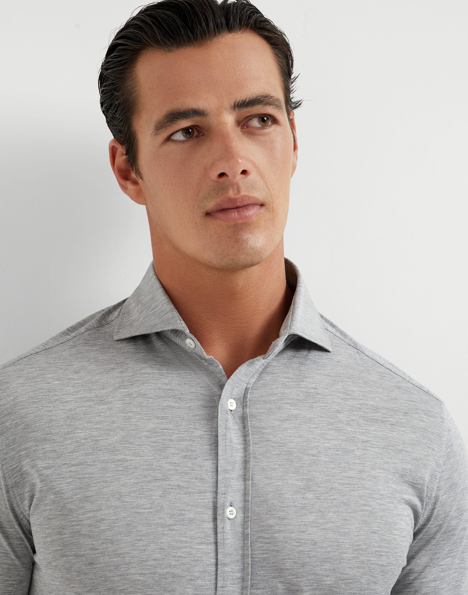Silk and cotton jersey shirt with spread collar - 3