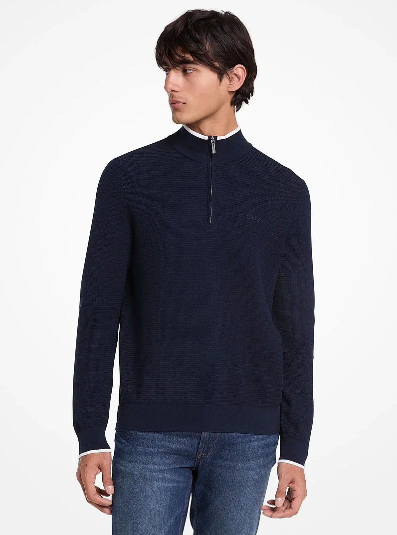 Cotton Quarter-Zip Sweater - 1