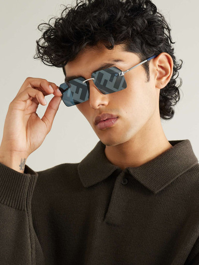 FENDI Sky Silver-Tone Square-Frame Sunglasses outlook