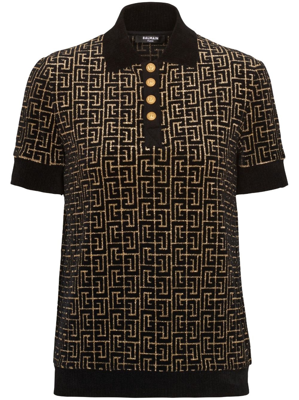 monogram-print buttoned polo shirt - 1