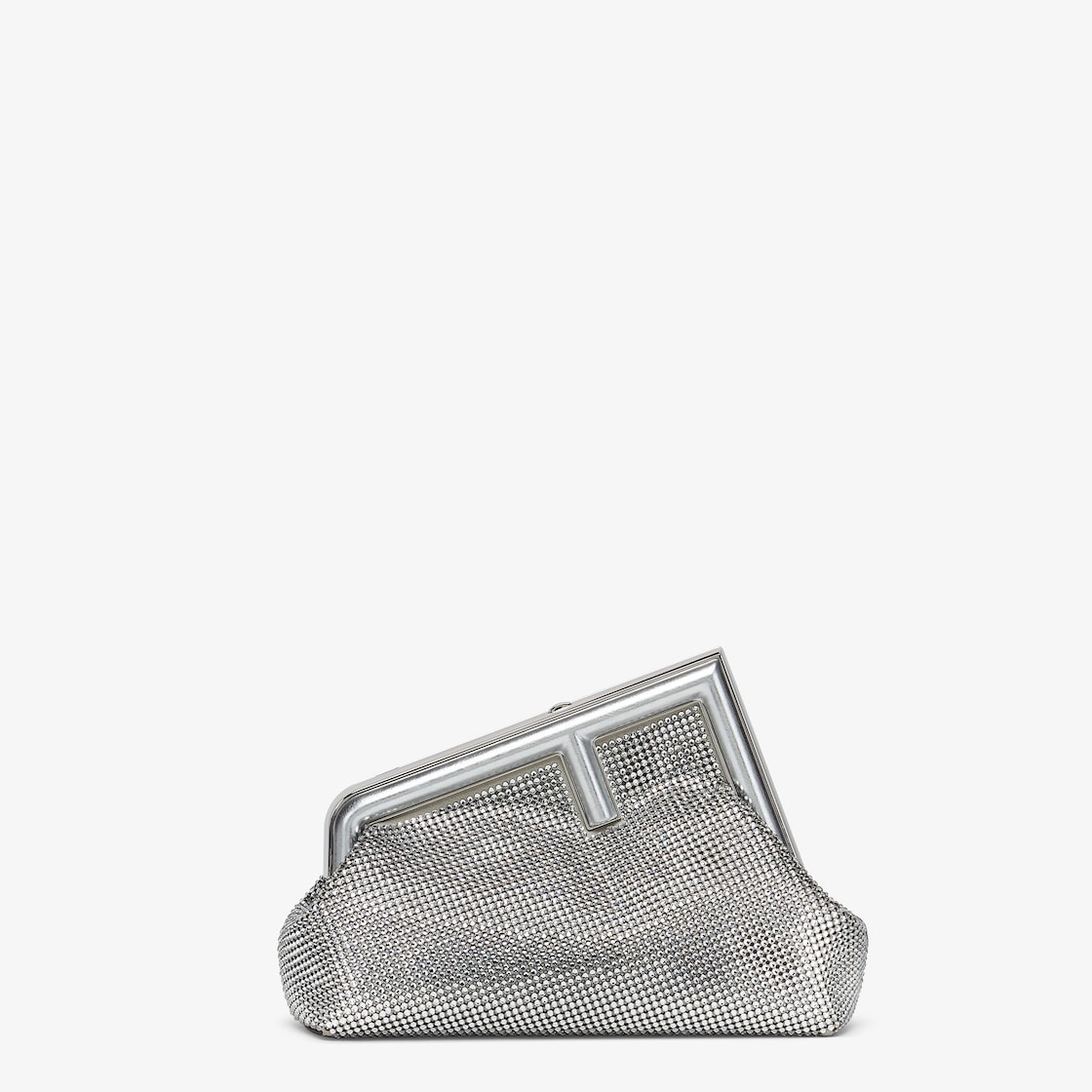 Small Fendi First bag made of gray nubuck leather, finely embroidered with crystals. Oversized F met - 1