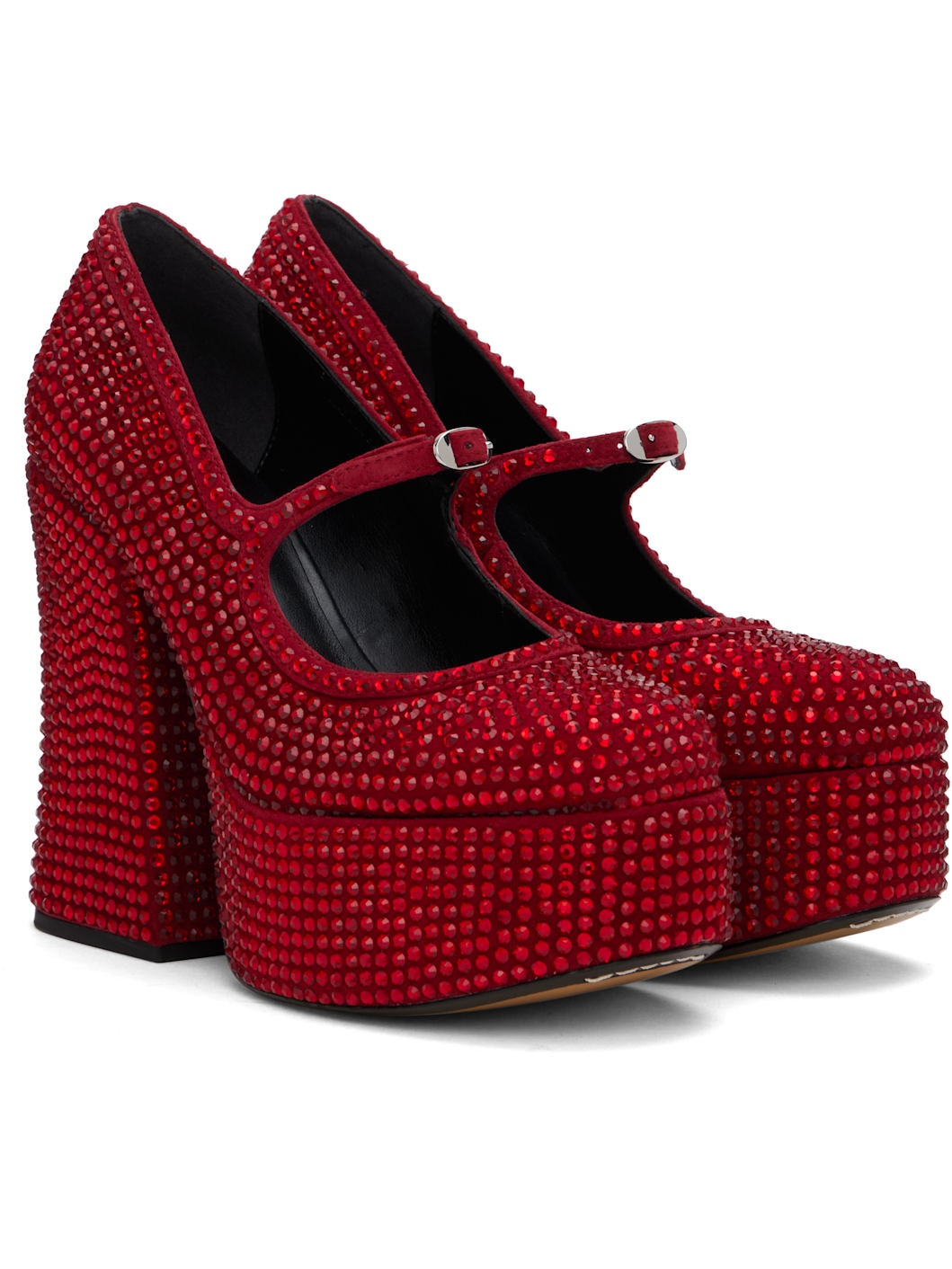 Red 'The Kiki Platform Mary Jane' Heels - 4
