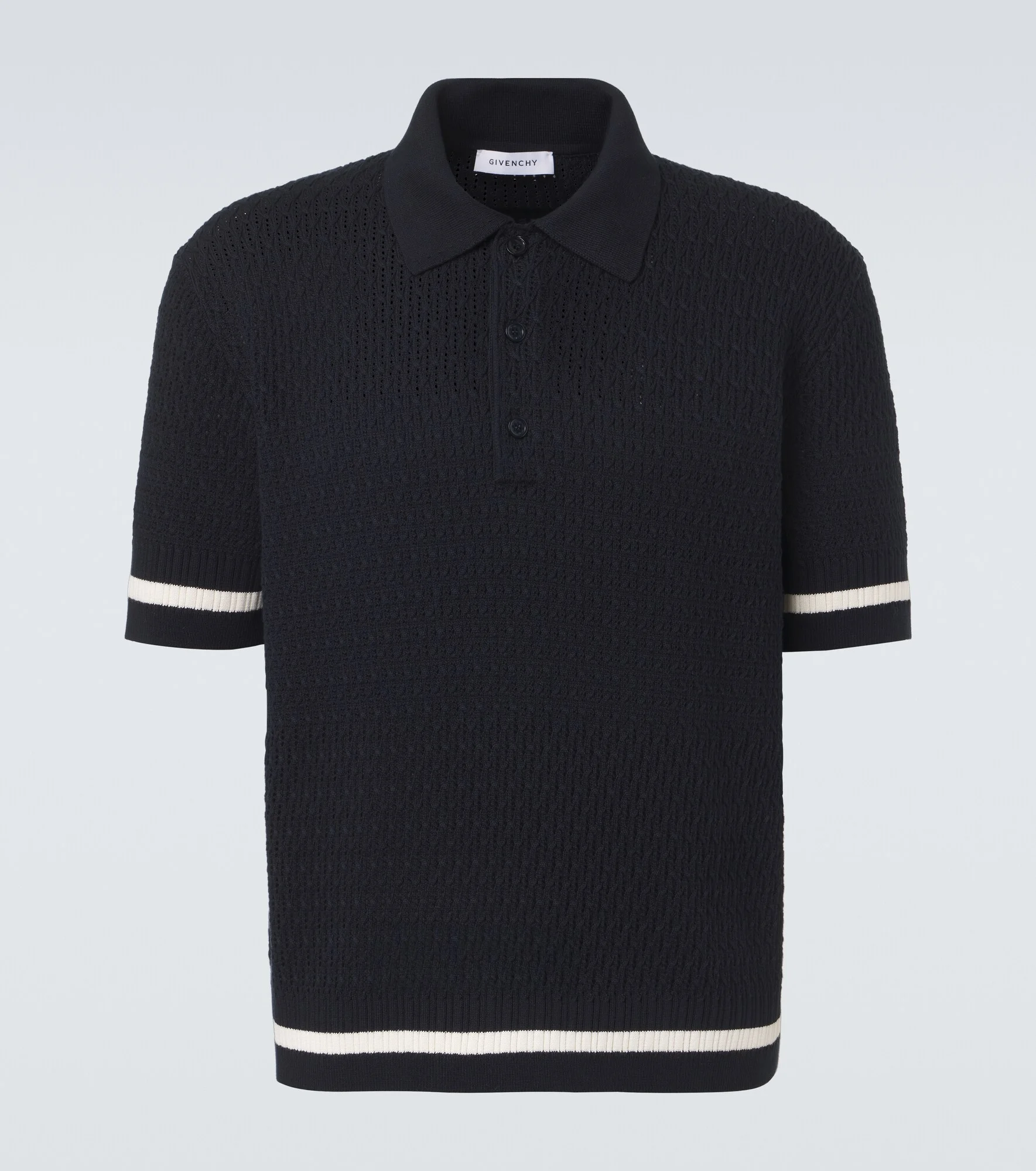 Crochet cotton polo shirt - 1