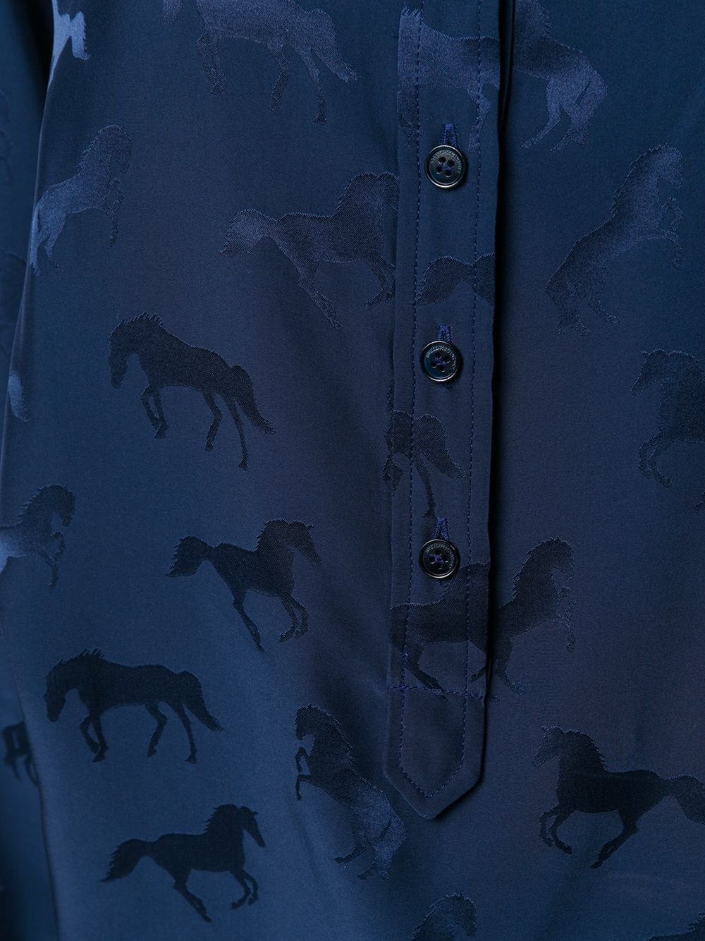 horses-jacquard button-placket blouse - 5