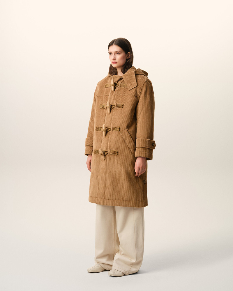 BROWN WOOL CORDUROY DUFFLE COAT 6