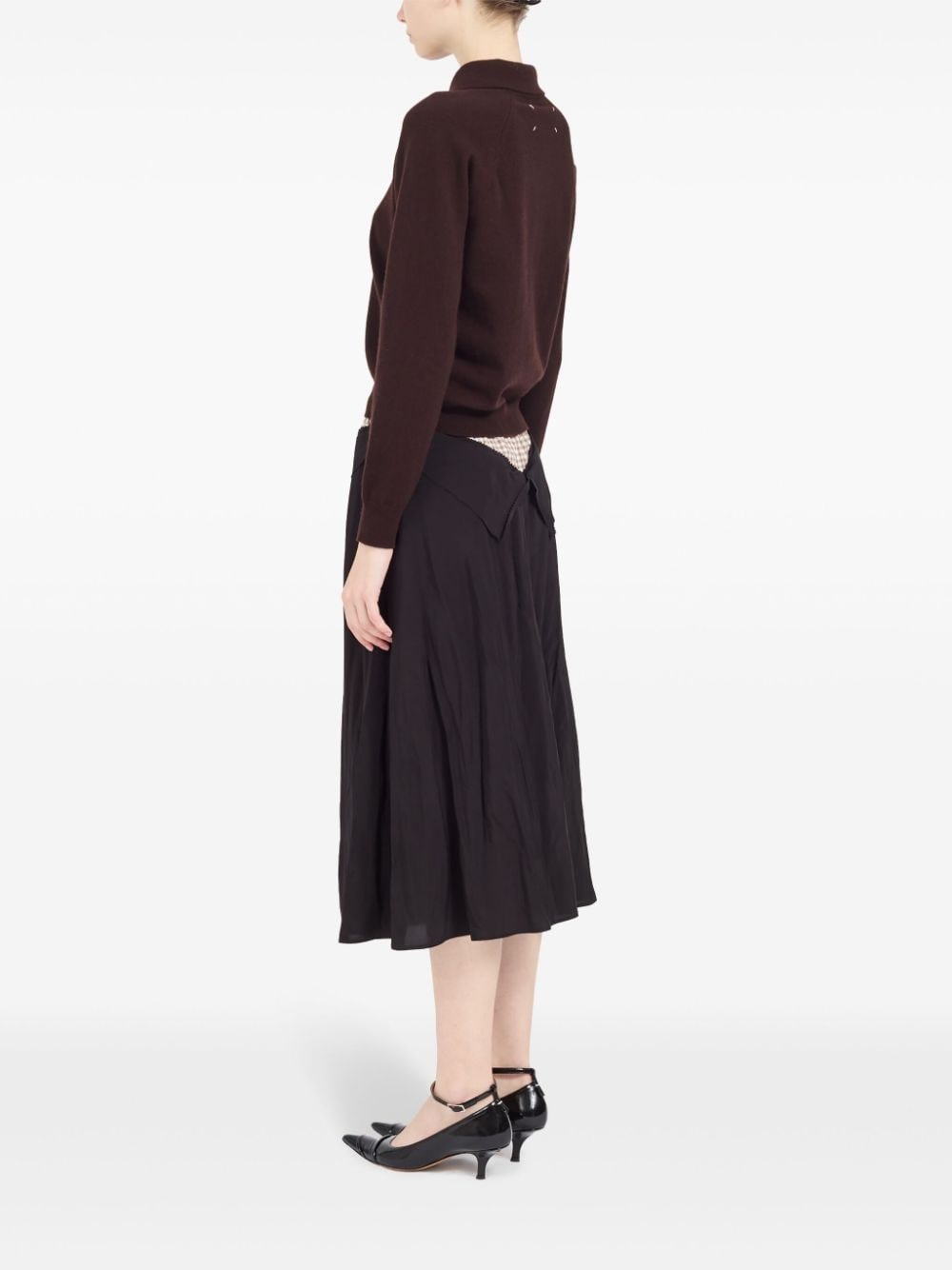 polo collar ribbed knit top - 6