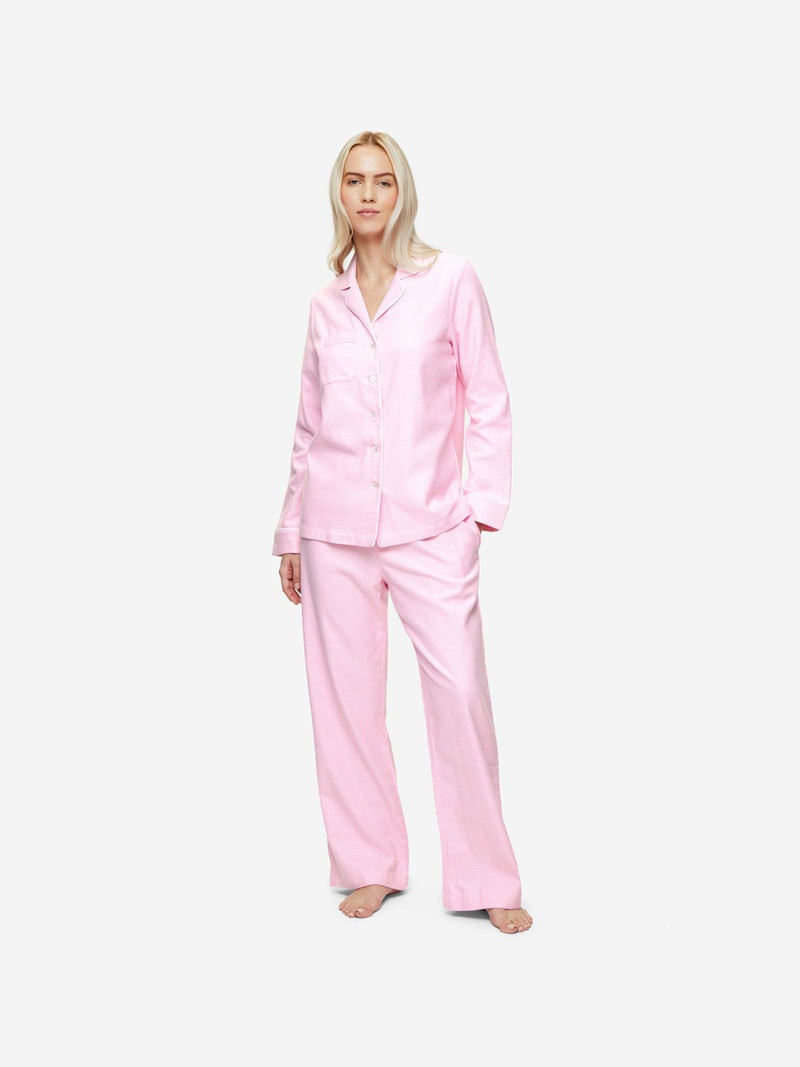Derek Rose Women's Pyjamas Kelburn 32 Brushed Cotton Pink outlook