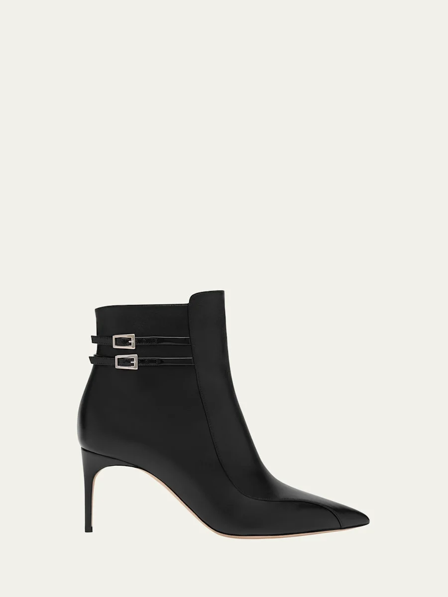 Giordana Nappa Leather Double-Buckle Booties - 1