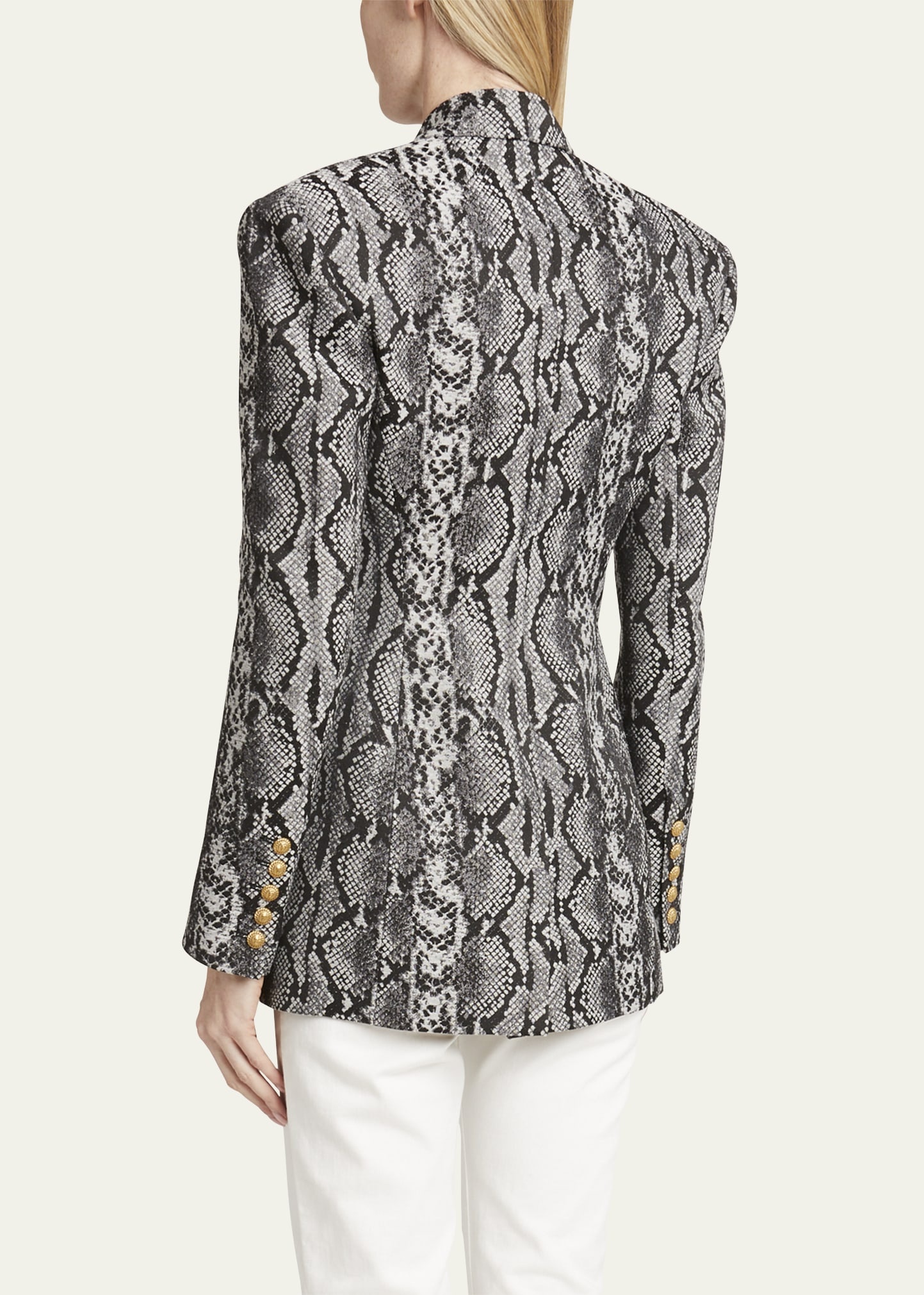 Button Python Print Jacket Balmain Python-Print Button Fitted