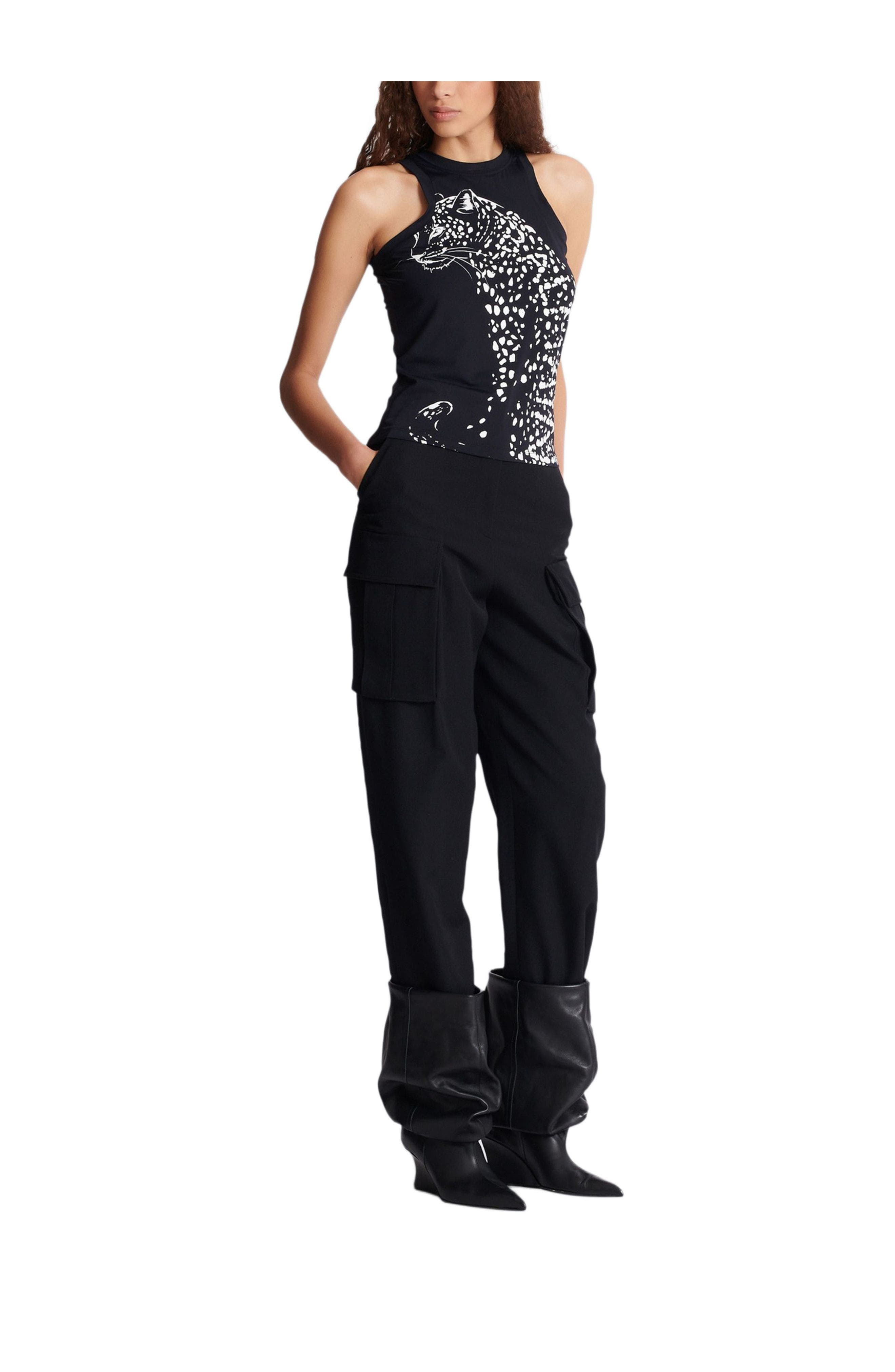 Balmain Leopard print tank top in Black at Nordstrom - 3