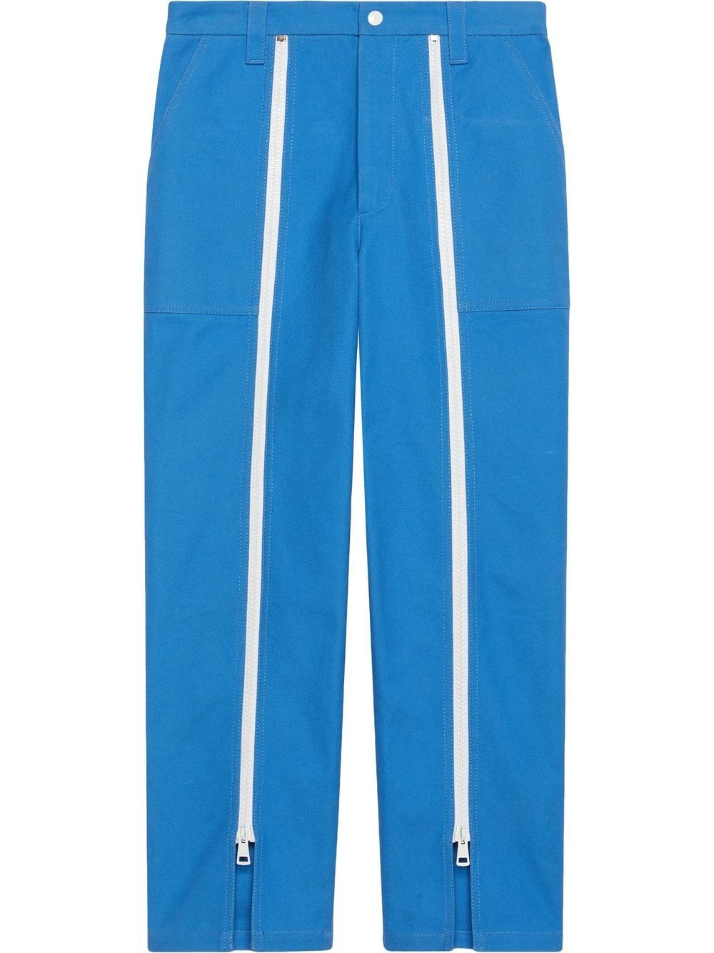 zip-detail straight-leg trousers - 1