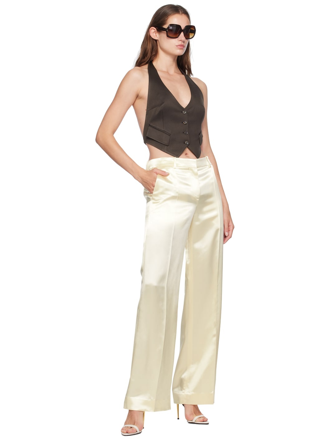 Brown Open Back Vest - 4