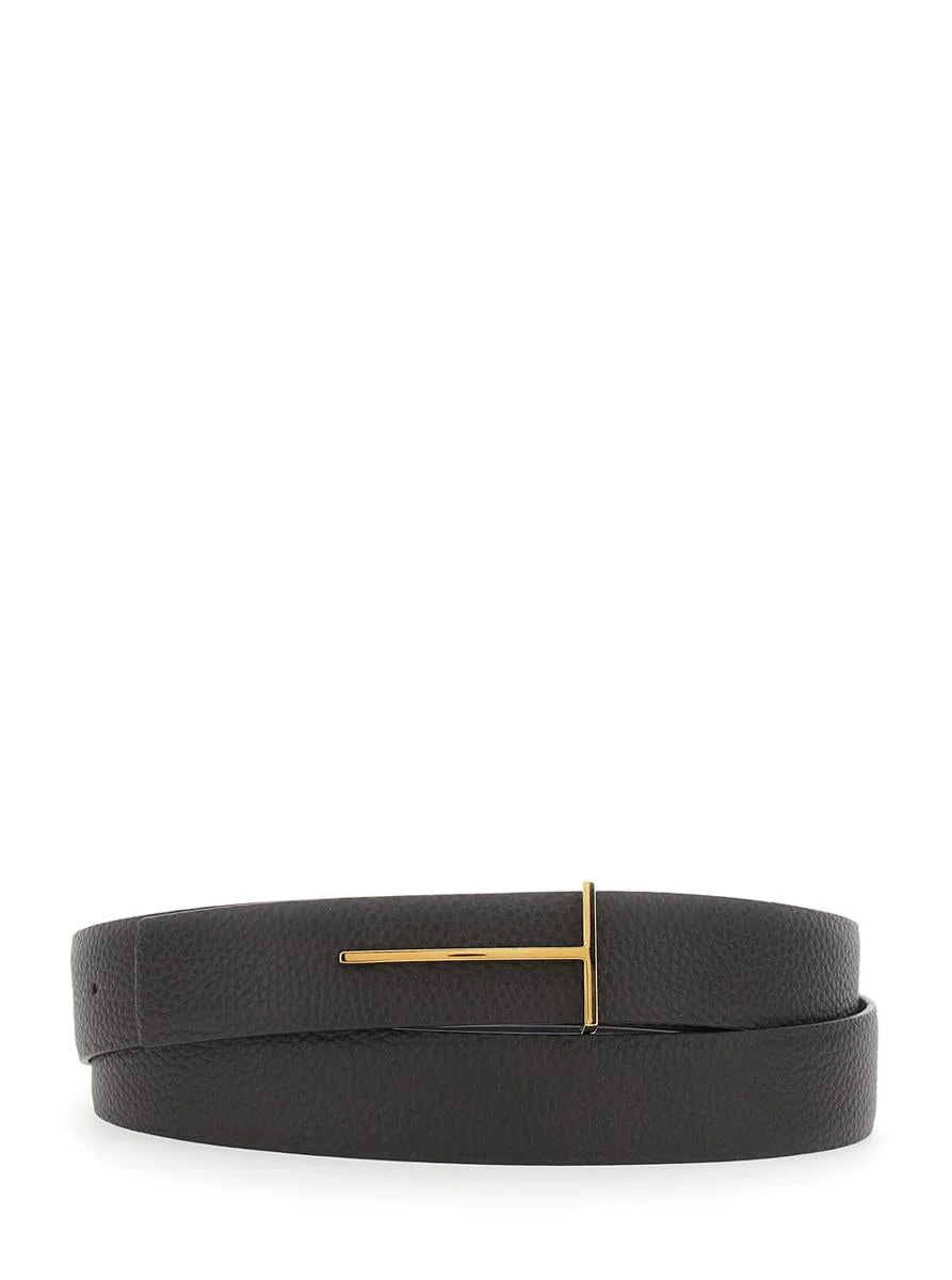 Tom Ford Brown Belt With T Buckle Closure In Leather Man - 1