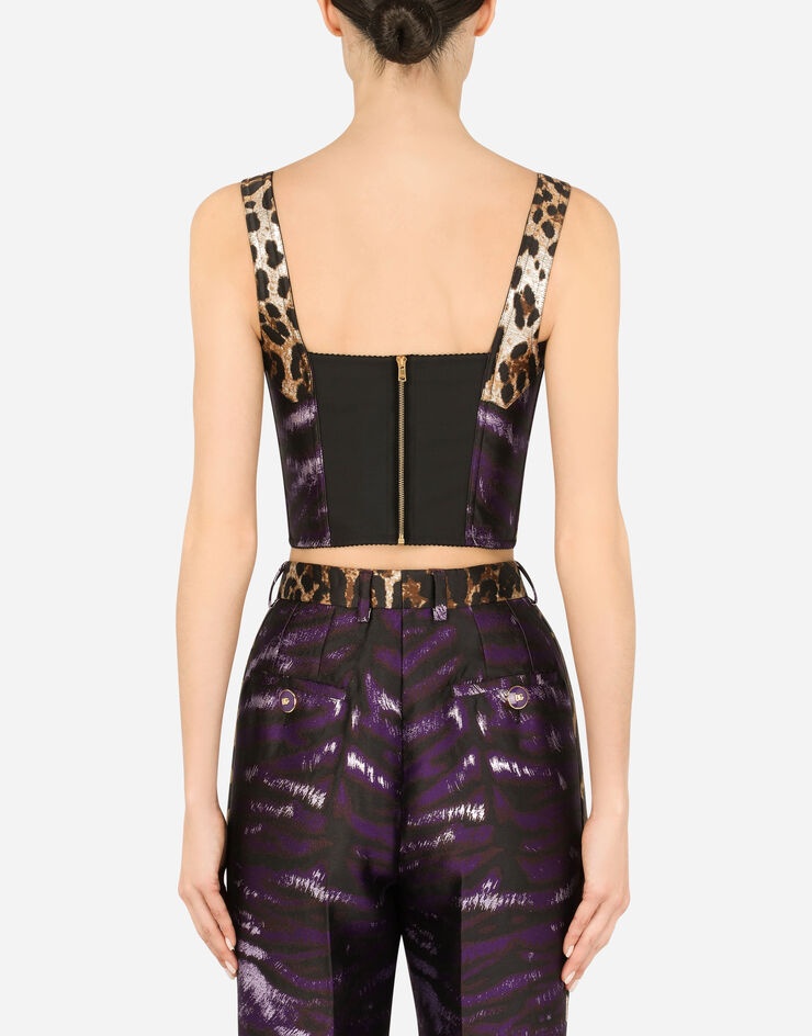 Lamé jacquard corset with tiger design - 2