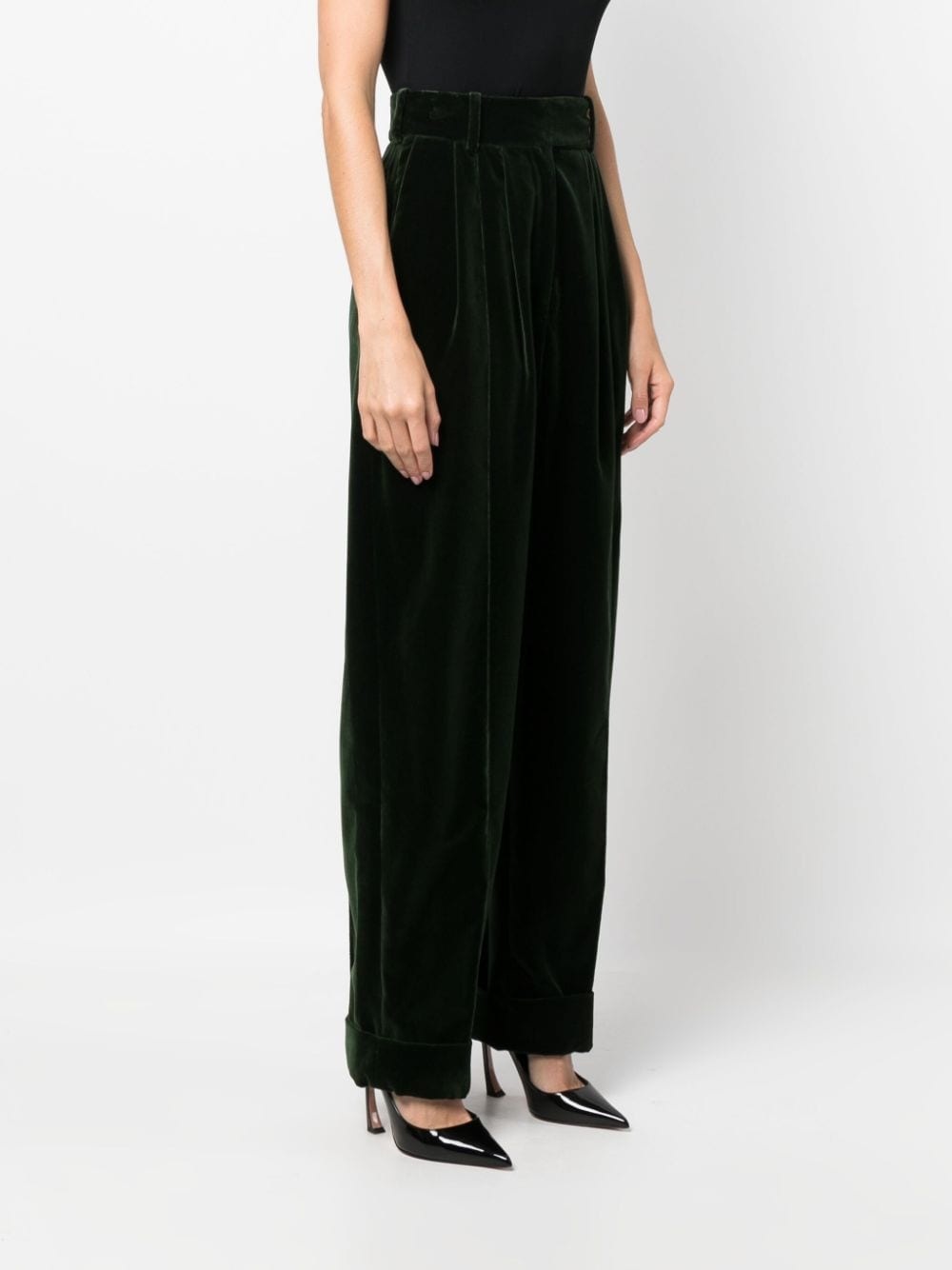 high-waisted velvet trousers - 3