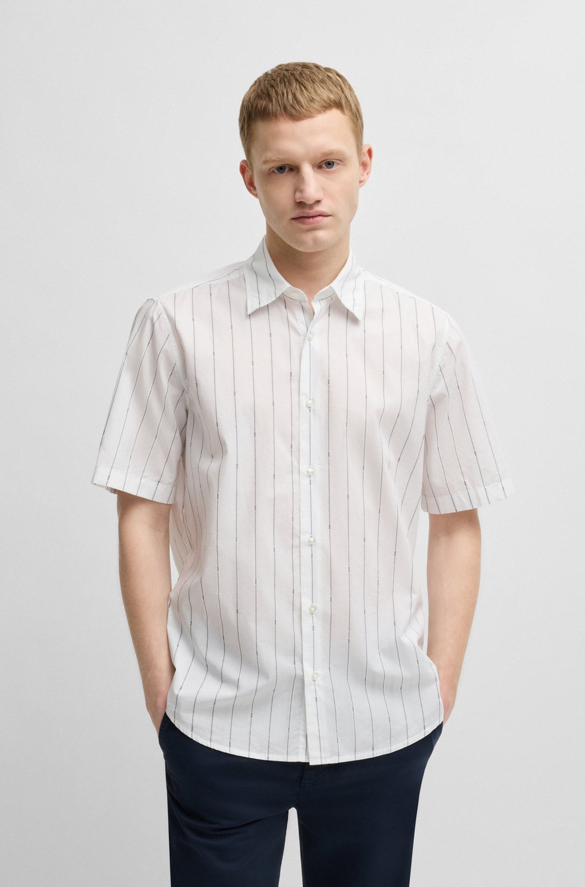 REGULAR-FIT SHIRT IN PRINTED COTTON POPLIN - 2
