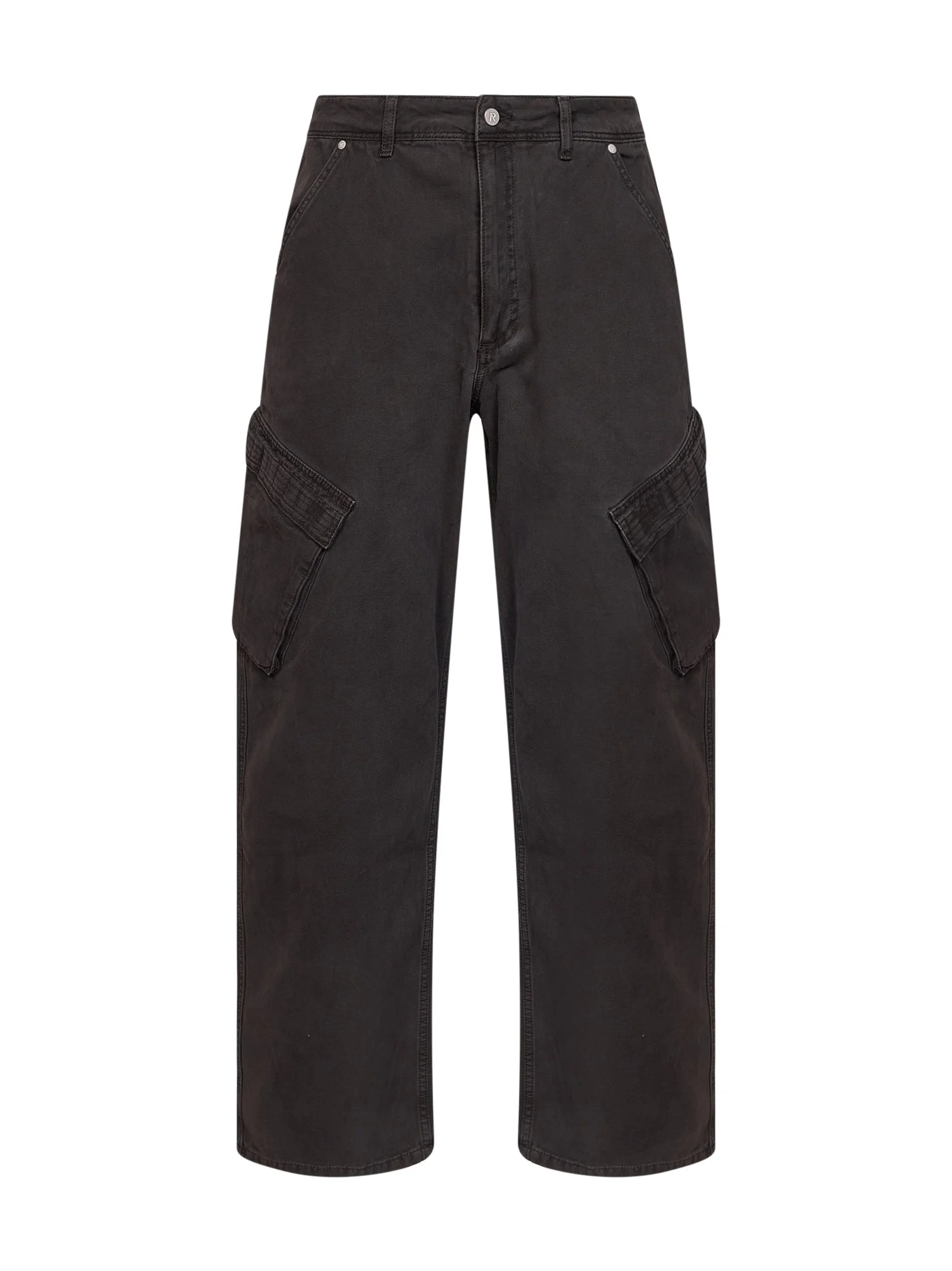 Brown cotton twill cargo trousers - 1