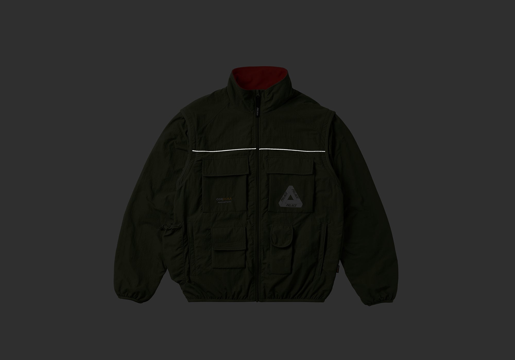 PALACE CORDURA RS ZIP OFF JACKET OLIVE | REVERSIBLE