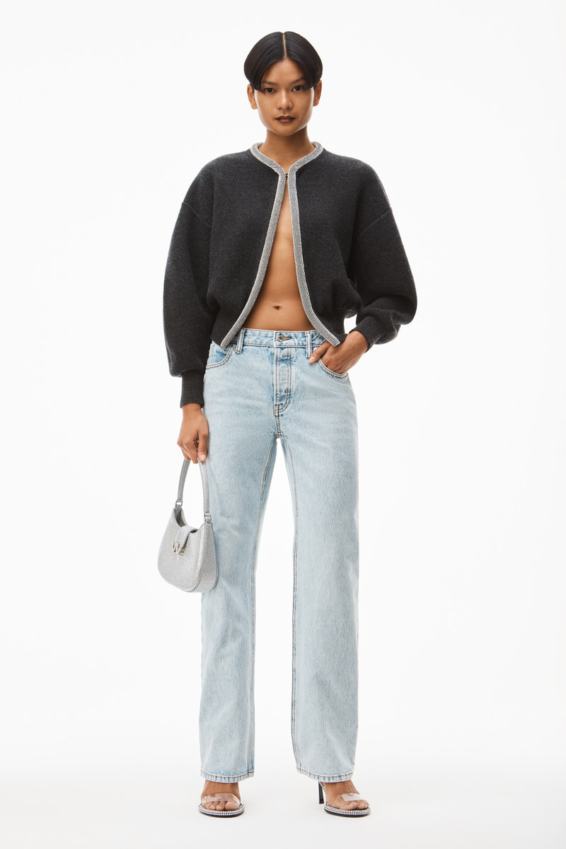 Alexander Wang crystal trim cardigan in boiled wool outlook