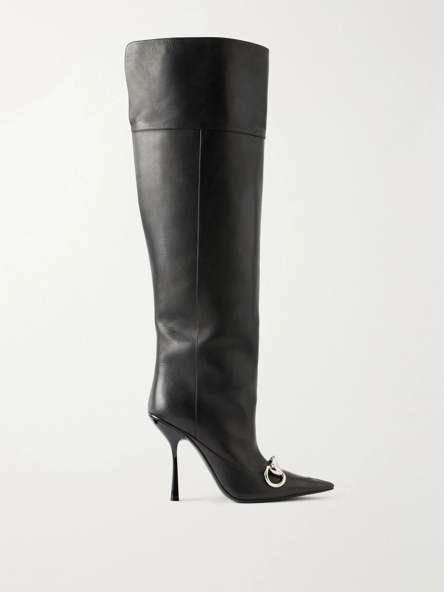 Boulevard horsebit-embellished leather knee boots Black - 1