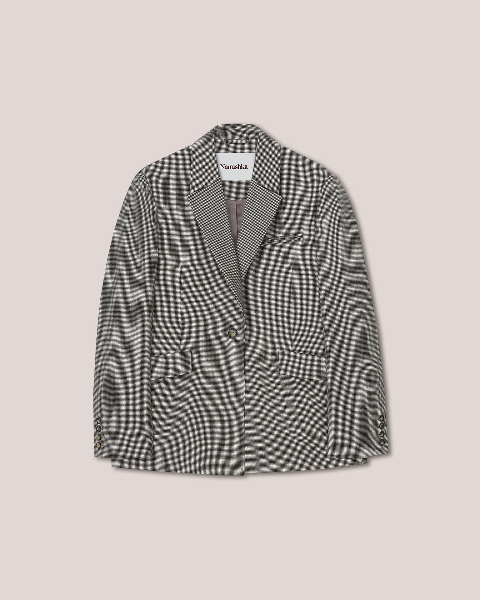 GIEDRE - Slightly oversized check suiting blazer - Black/White - 1