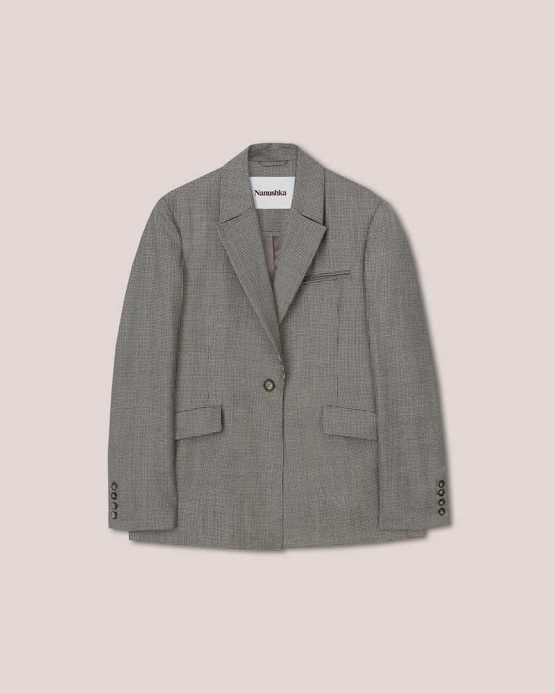 Nanushka GIEDRE - Slightly oversized check suiting blazer - Black/White outlook