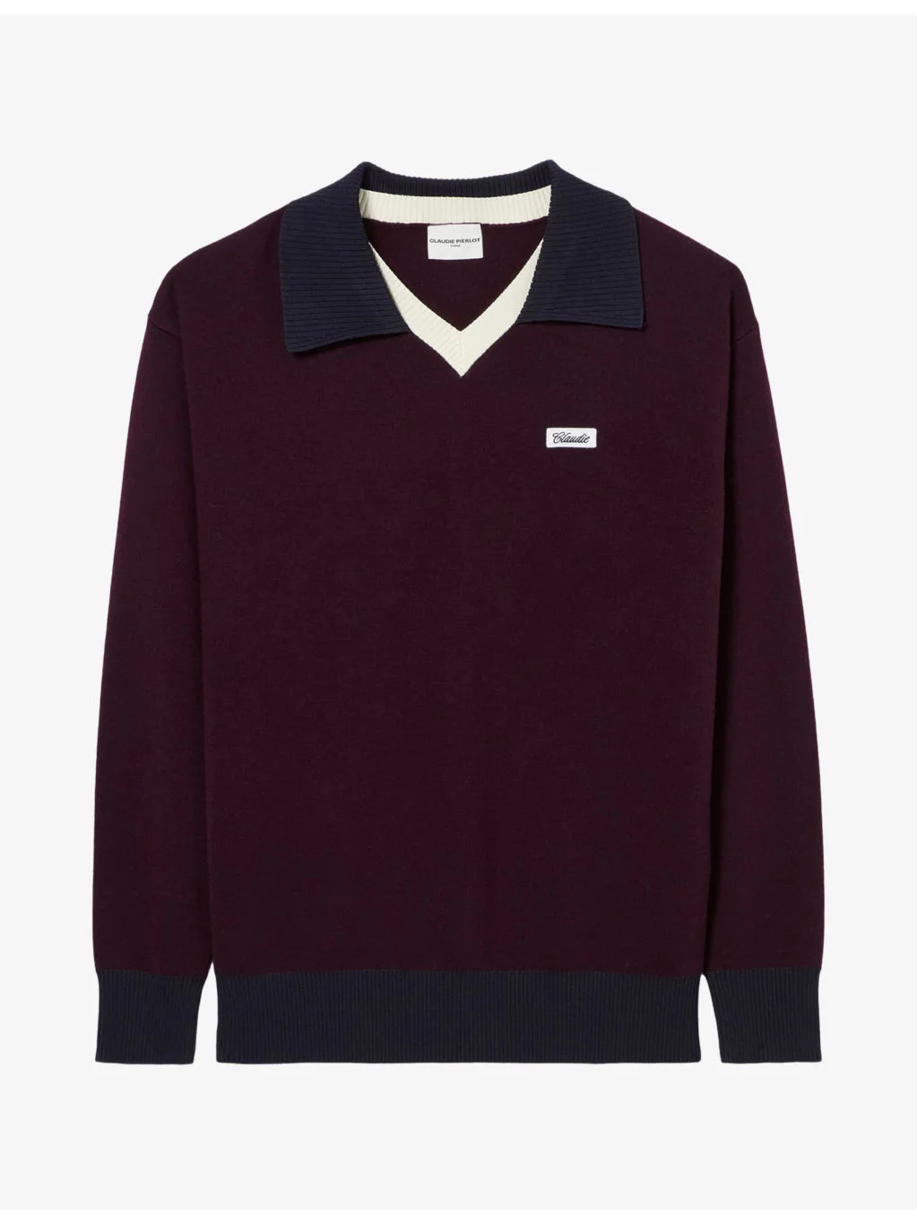 Layered-Collar Branded-Patch Wool-Blend Jumper - 1