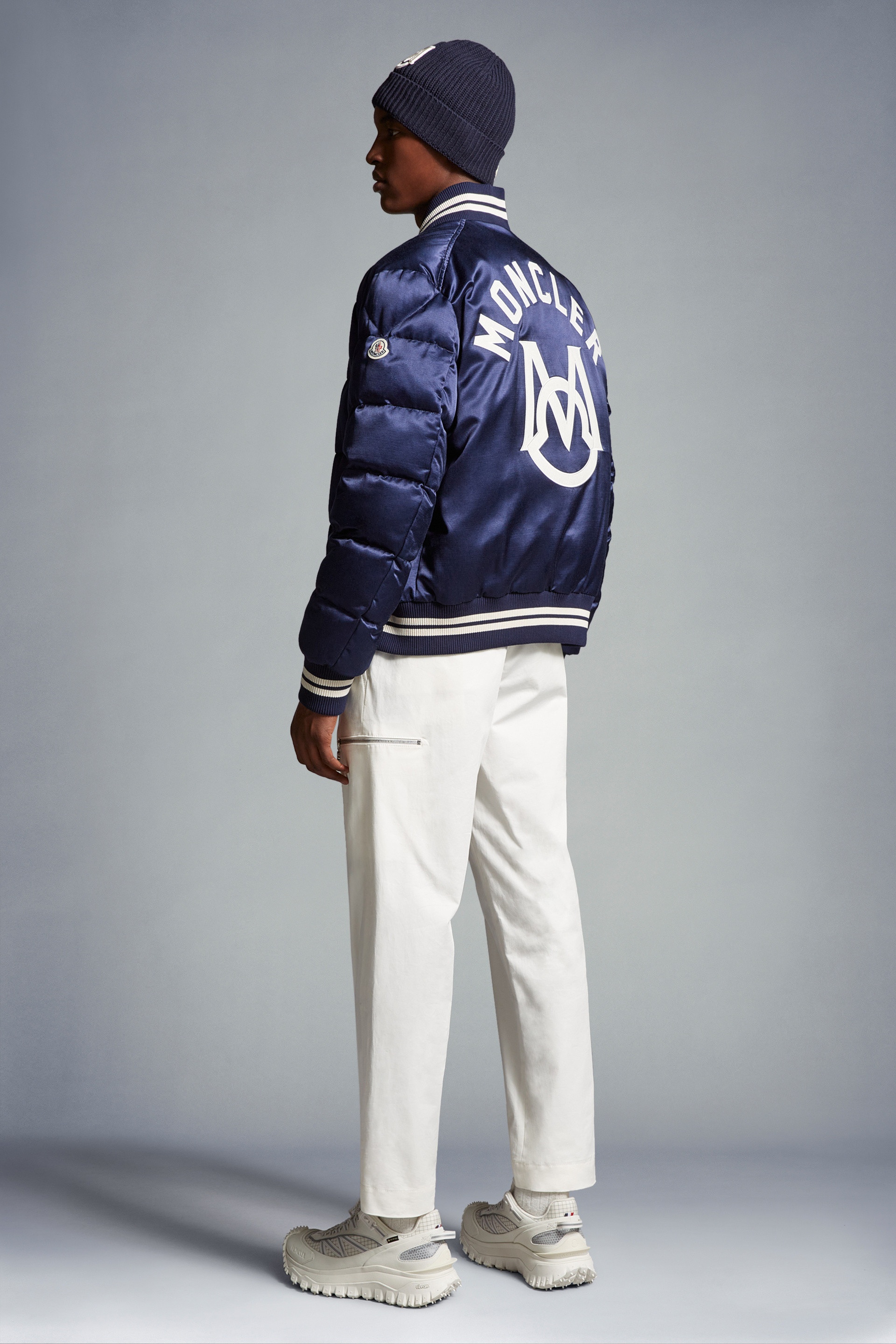 Moncler blue bomber jacket on sale