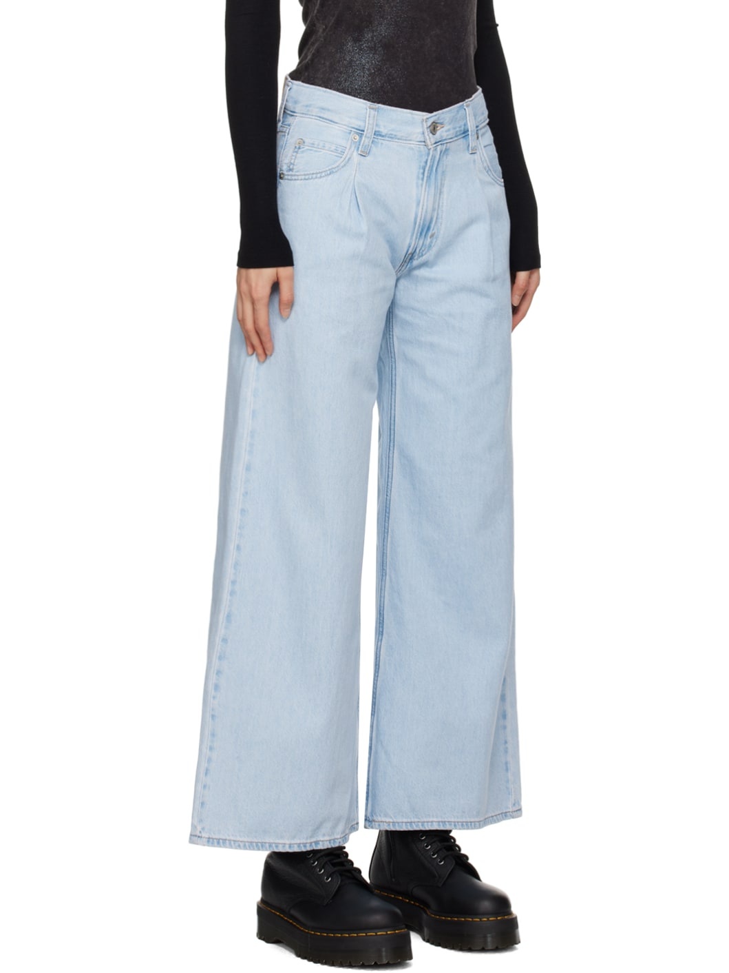 Blue Baggy Dad Wide Leg Jeans - 2