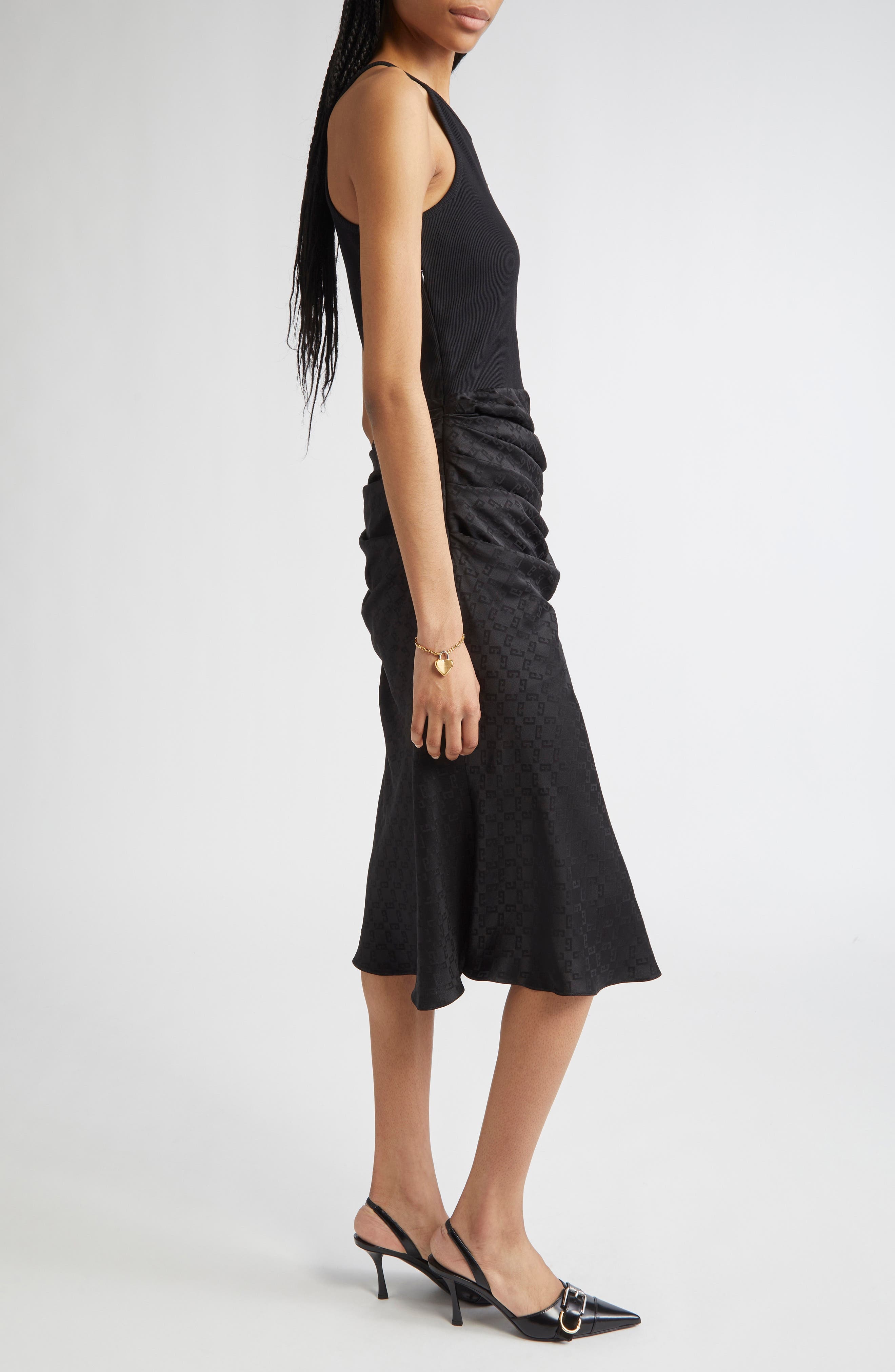 Givenchy Mixed Media Midi Dress in Black at Nordstrom - 3