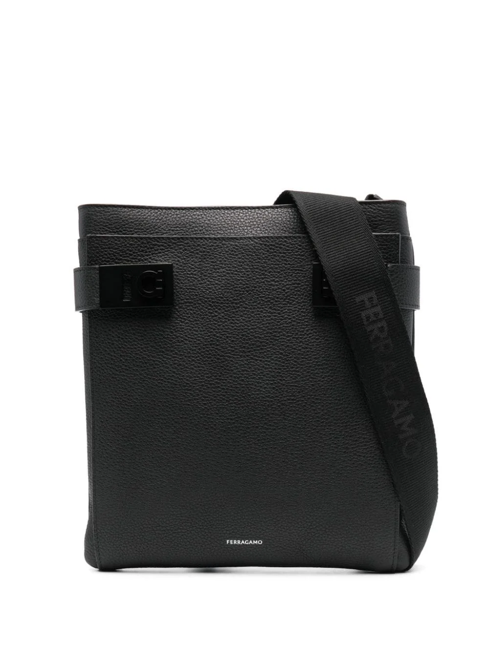 Gancini-lock leather messenger bag - 1