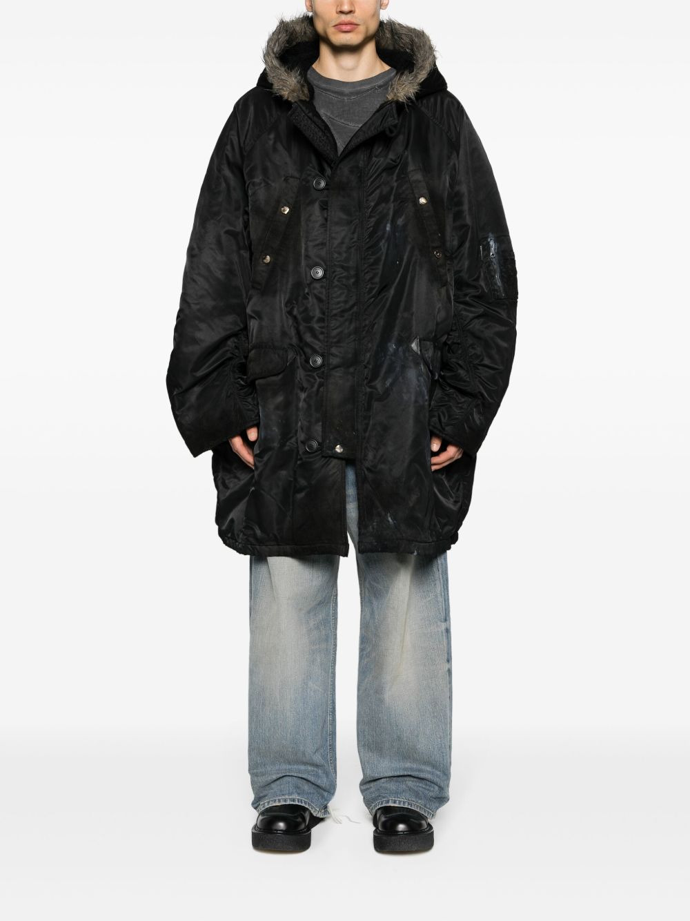 hooded button-up parka - 2
