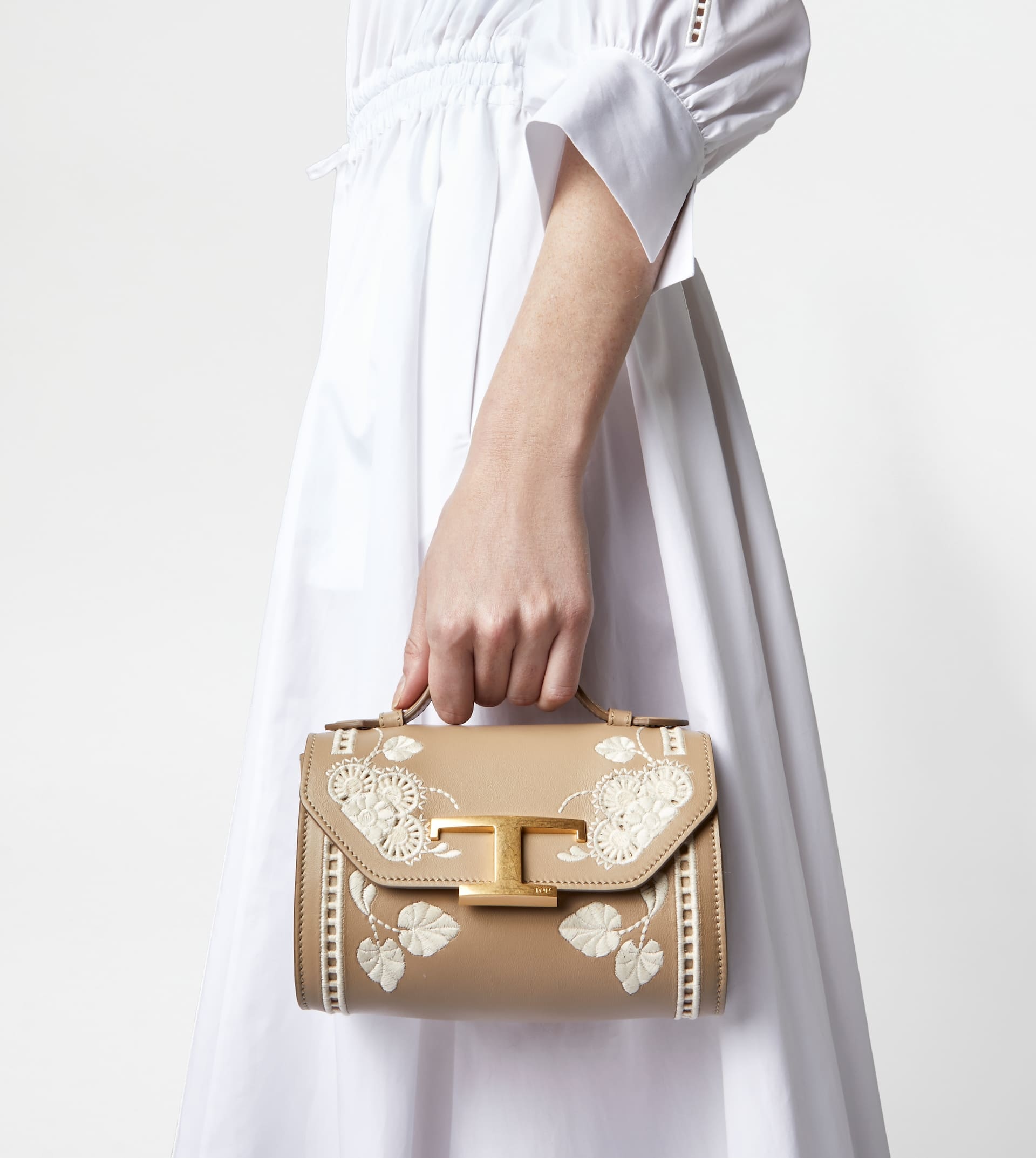 T TIMELESS CROSSBODY BAG IN LEATHER MICRO - BEIGE - 2