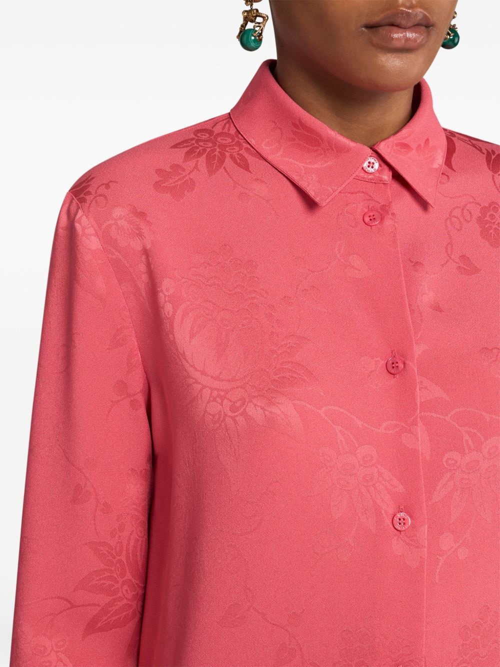 floral-jacquard shirt - 4