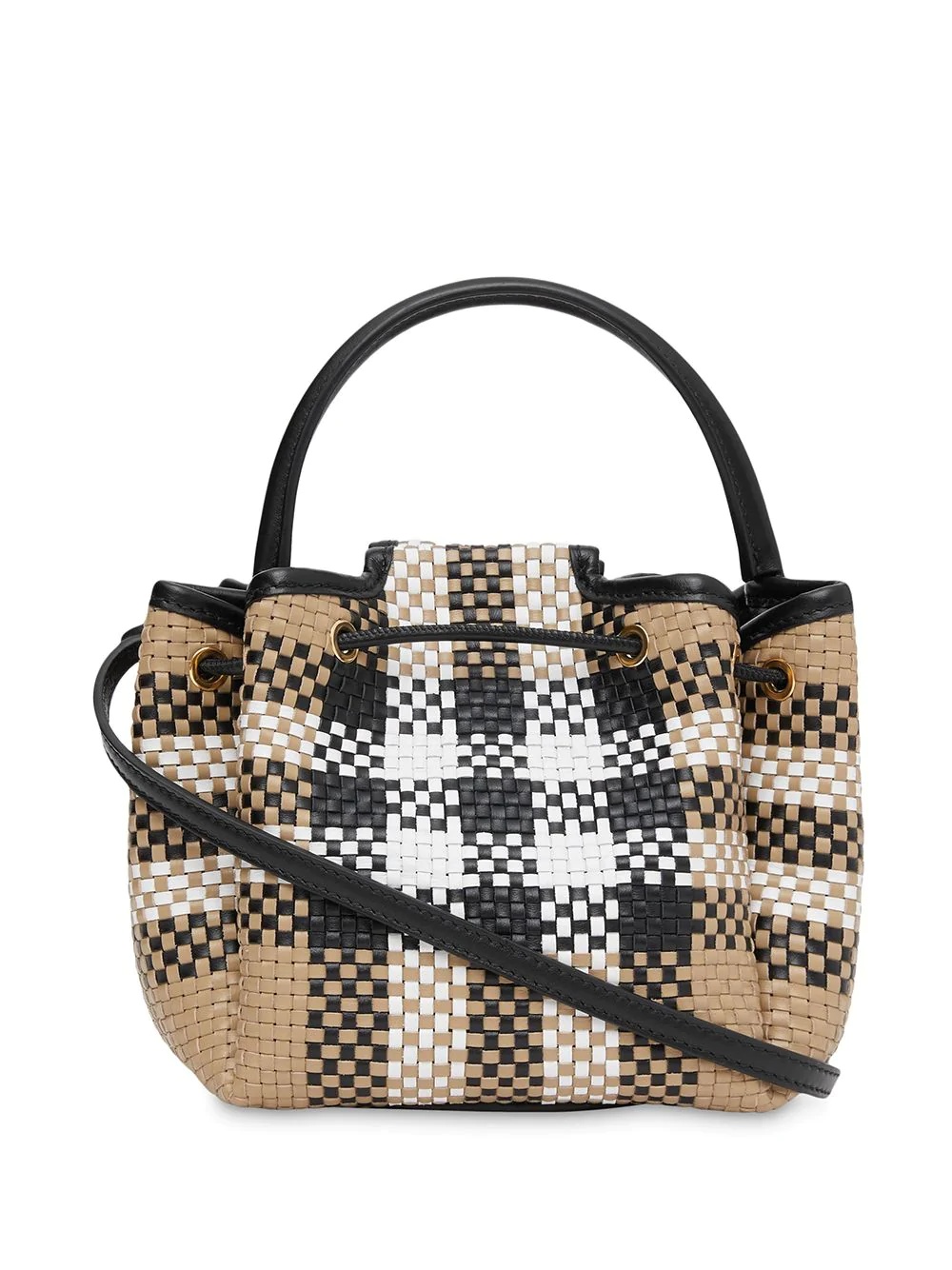 Monogram-motif latticed-leather bucket bag - 3