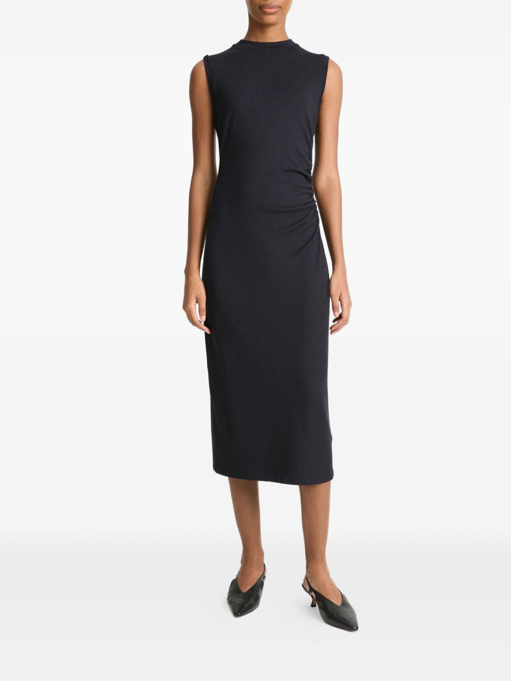 crew-neck sleeveless midi dress - 1