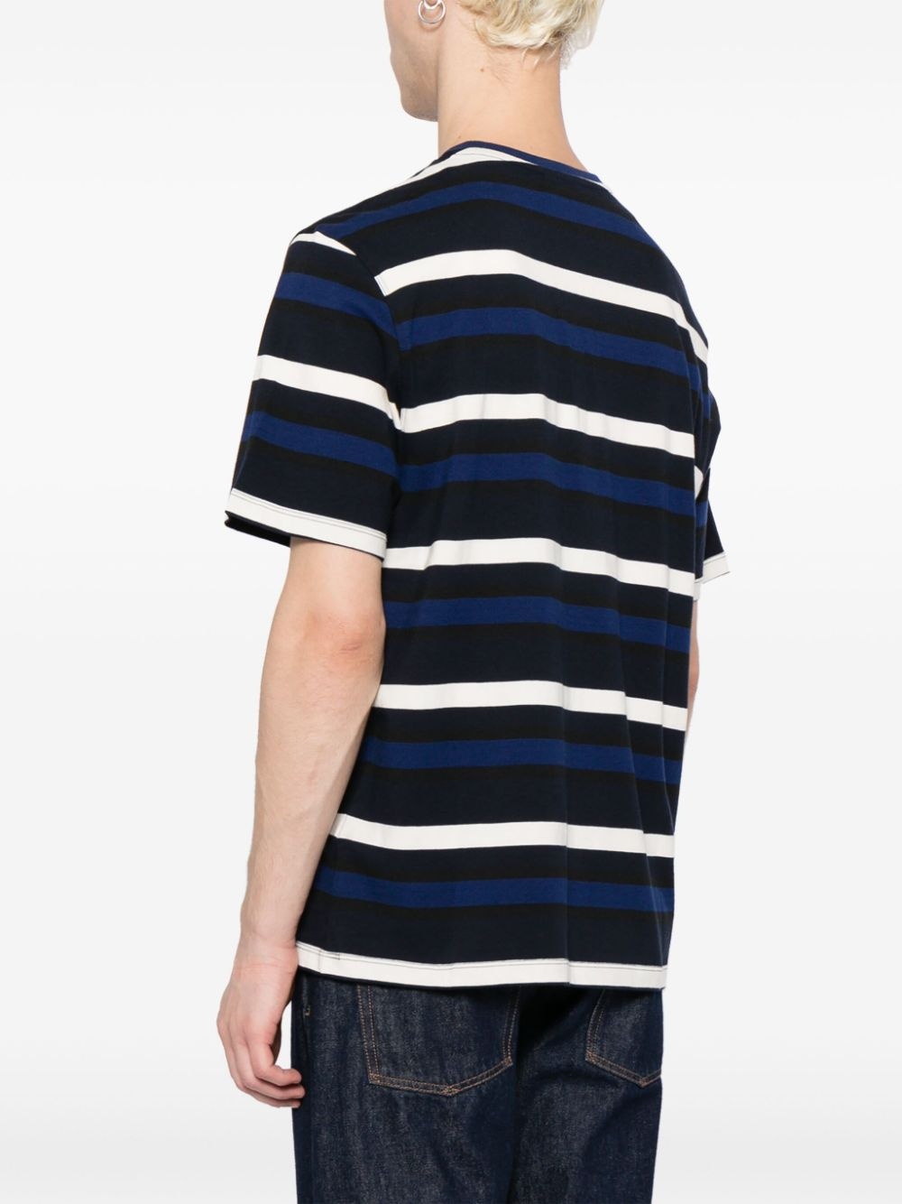 logo-embroidered striped T-shirt - 4