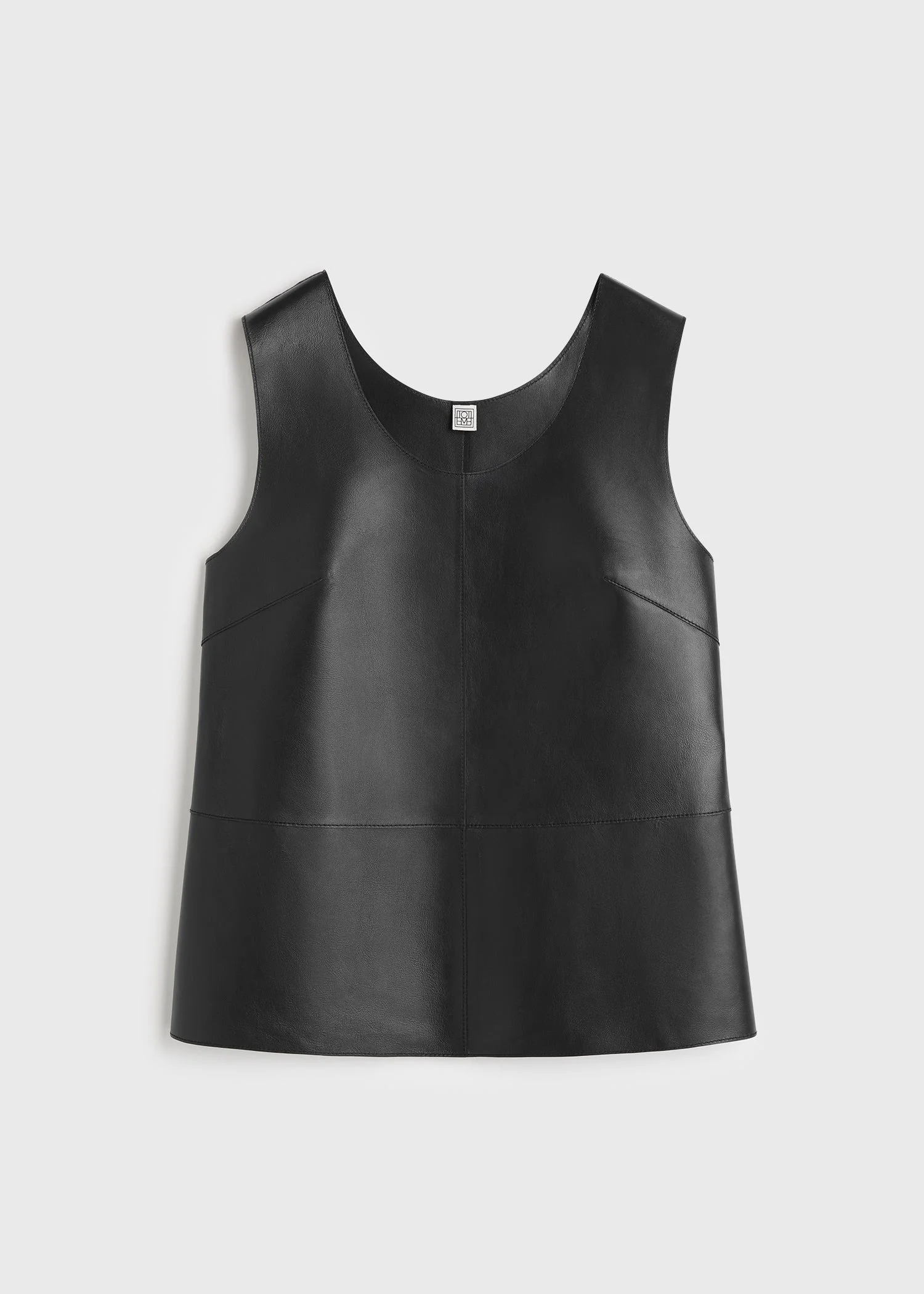 Scoop-neck leather top black - 1
